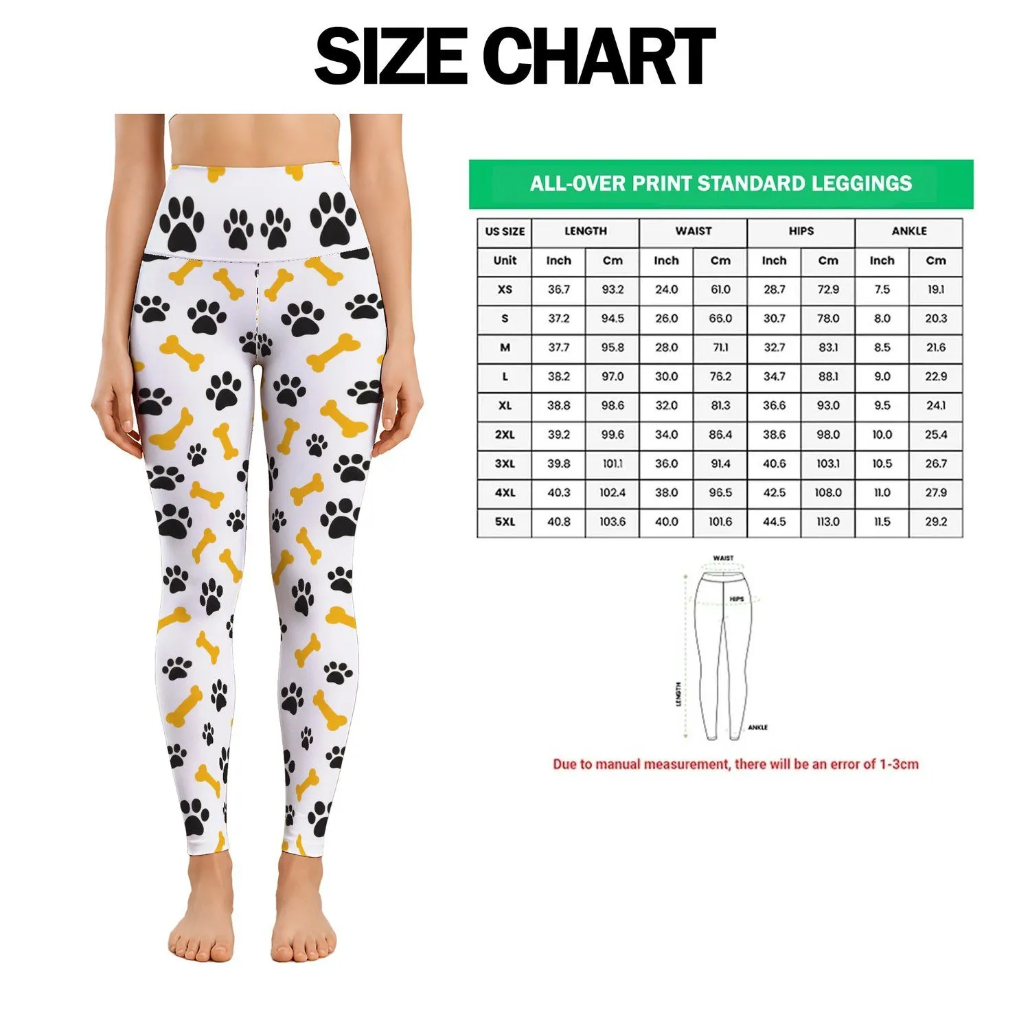 Charcoal Paw And Golden Bone Motifs For Pet-Loving Yoga And Everyday Errands Leggings - 1