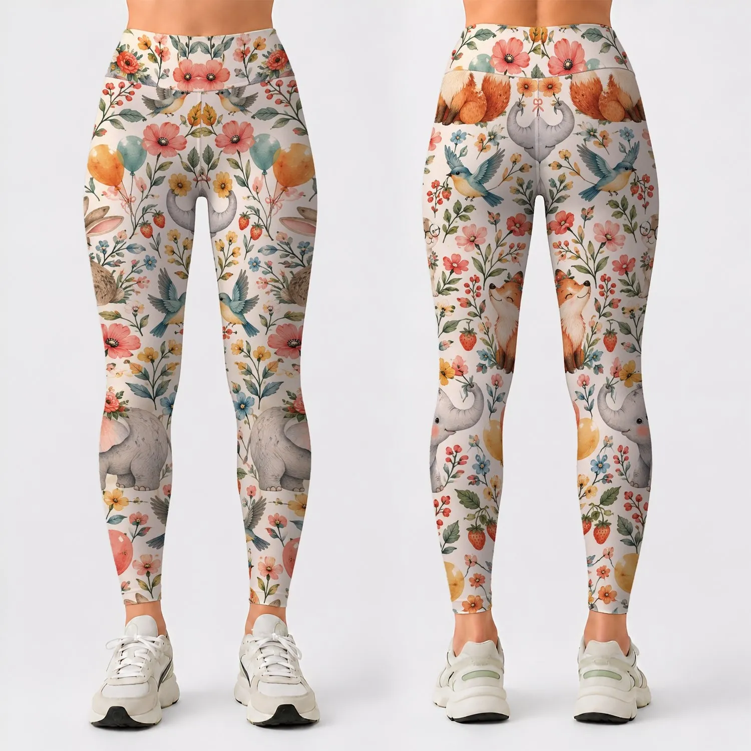Cute Woodland Animals And Wildflowers For Yoga, Pilates And Everyday Adventures Outdoors Leggings - 1