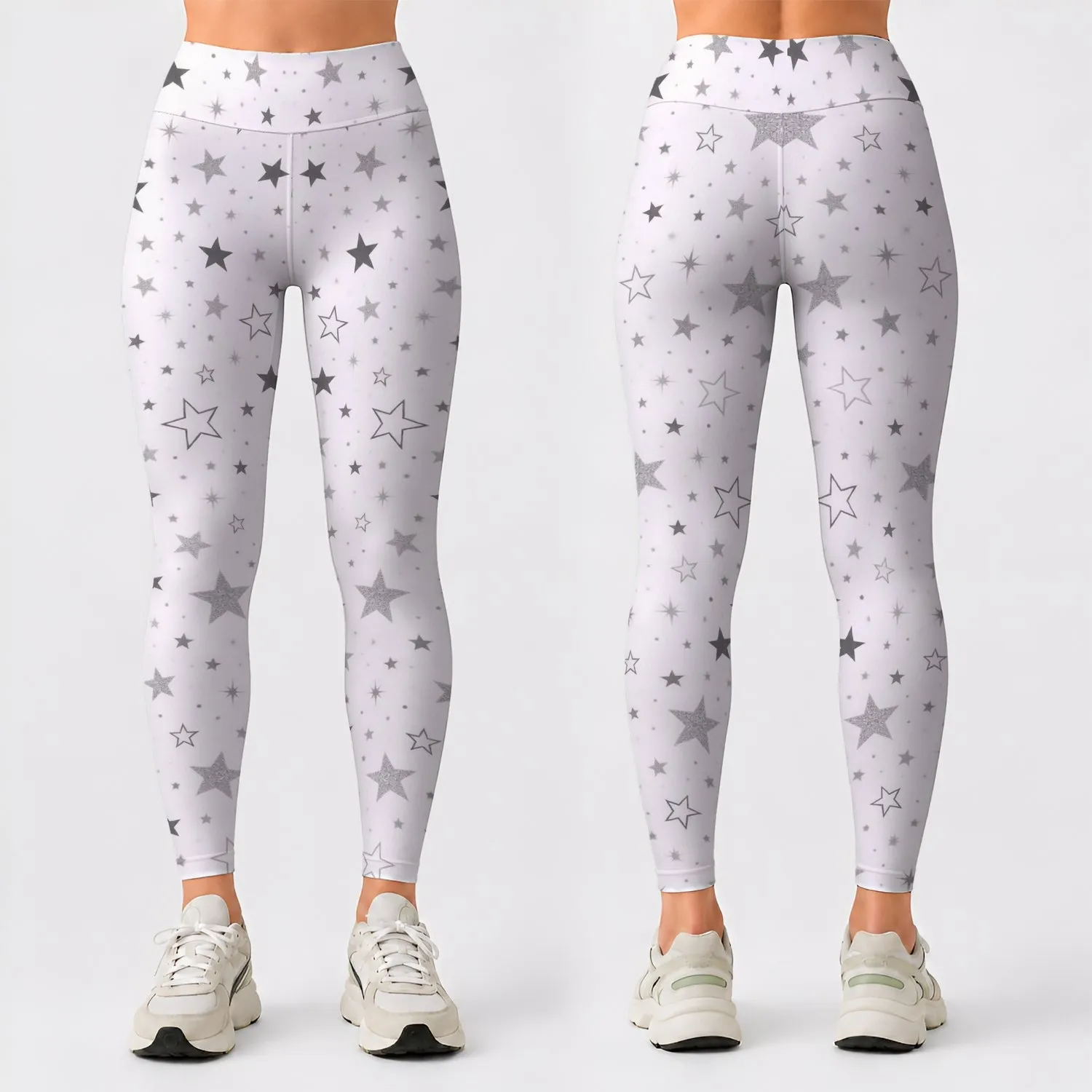 Monochrome Starry Sky Motifs for Everyday Movement and Weekend Wellness for Women Leggings - 1