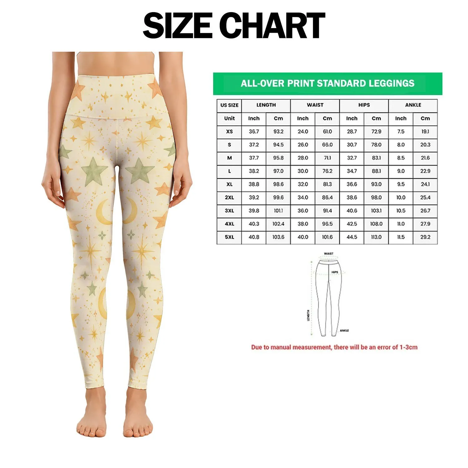 Pastel Celestial Stars for Yoga, Pilates, and Everyday Weekend Wear Leggings - 1