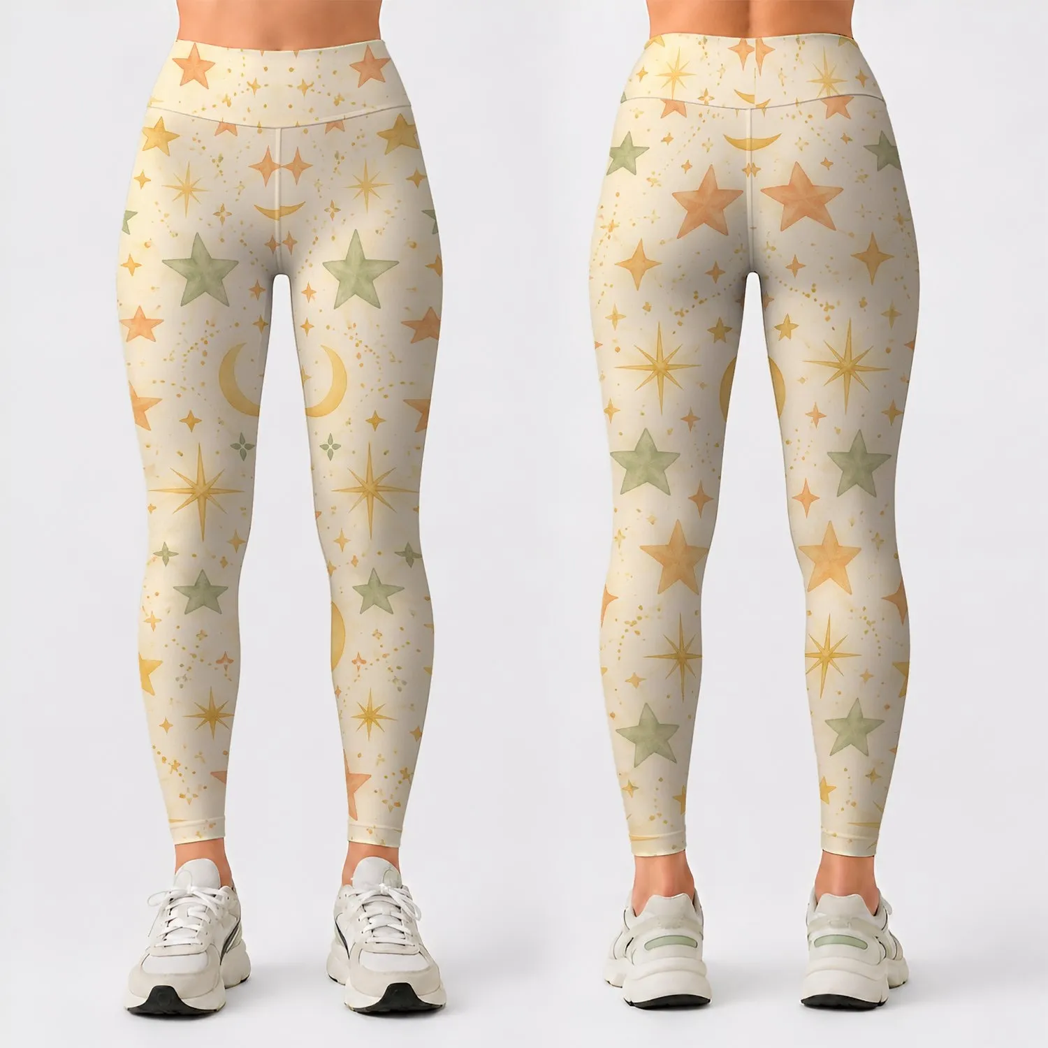 Pastel Celestial Stars for Yoga, Pilates, and Everyday Weekend Wear Leggings - 1