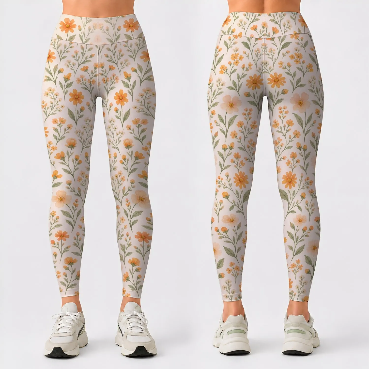 Tiny Orange Wildflowers for Yoga, Pilates and Everyday Errands for Active Women Leggings - 1