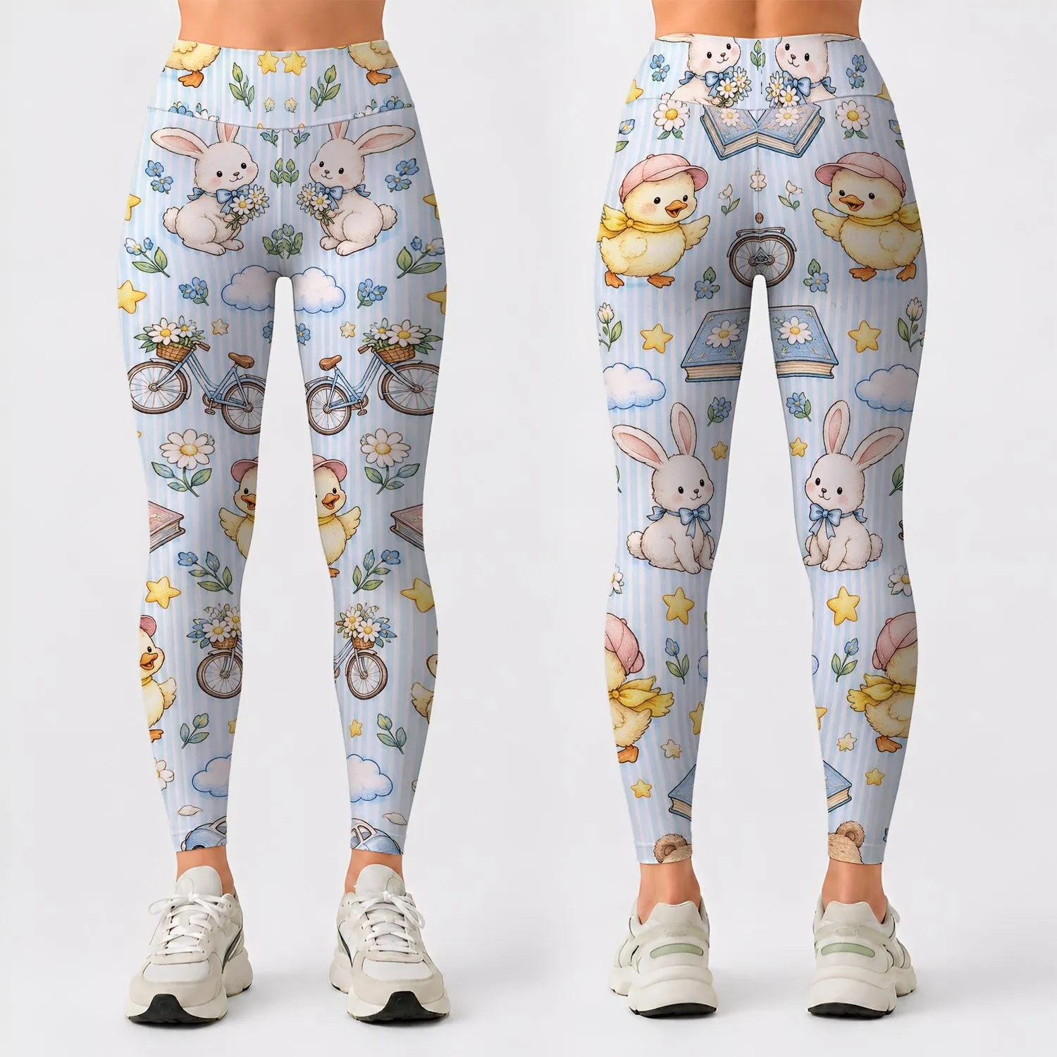 Pastel Kawaii Animal And Vehicle Motifs for Yoga, Pilates And Everyday Adventures Leggings - 1