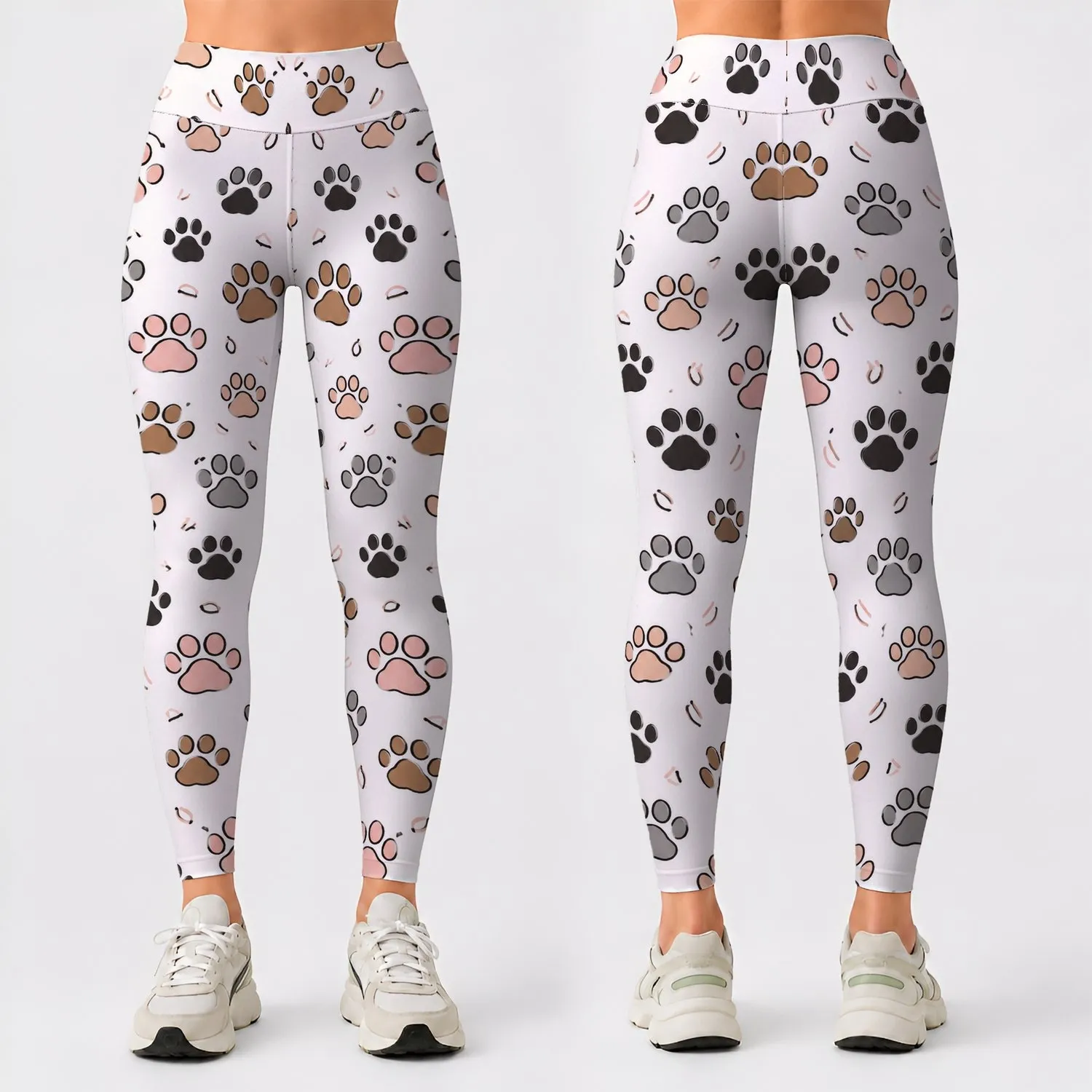 Multicolor Cat Paw Motifs for Yoga, Pilates, Gym Sessions and Everyday Casual Wear Leggings - 1