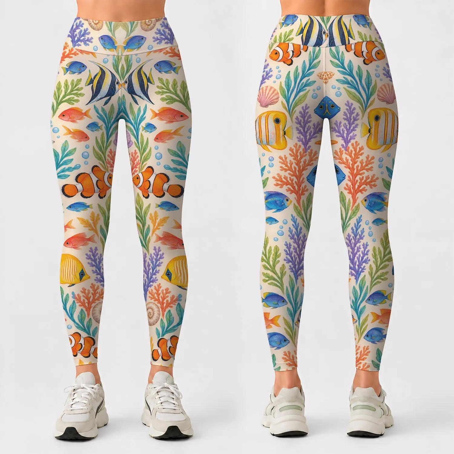 Colorful Tropical Fish for Ocean-Inspired Fitness and Everyday Wear for Active Women Leggings - 1