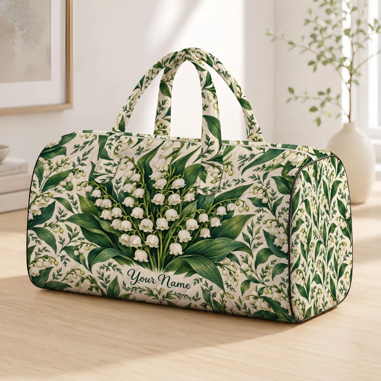 Lily of the Valley Botanical Blooms for Coastal Getaways and Garden-Loving Travelers Quilted Weekend Bag - 1