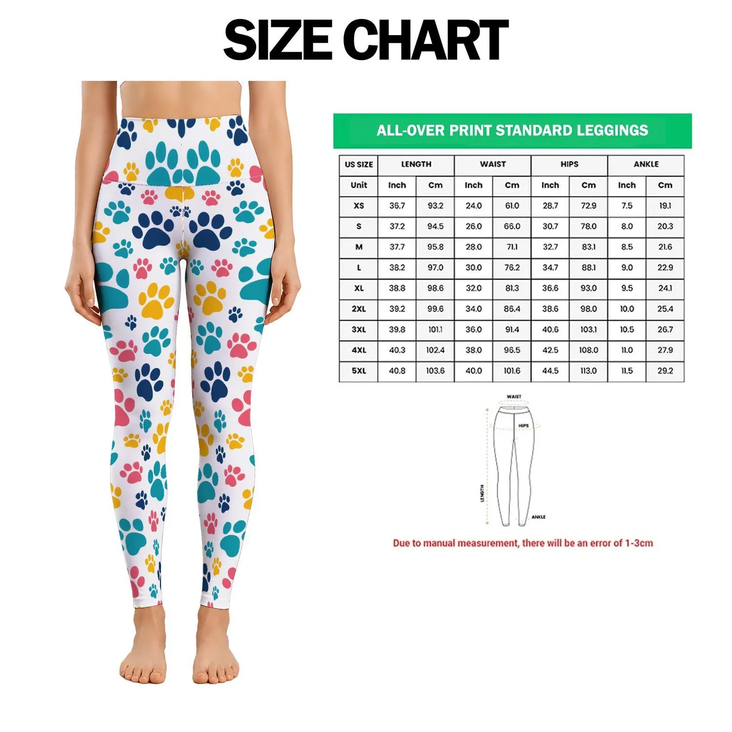 Colorful Paw Prints for Yoga, Pilates, Gym Sessions and Everyday Active Lifestyle Leggings - 1