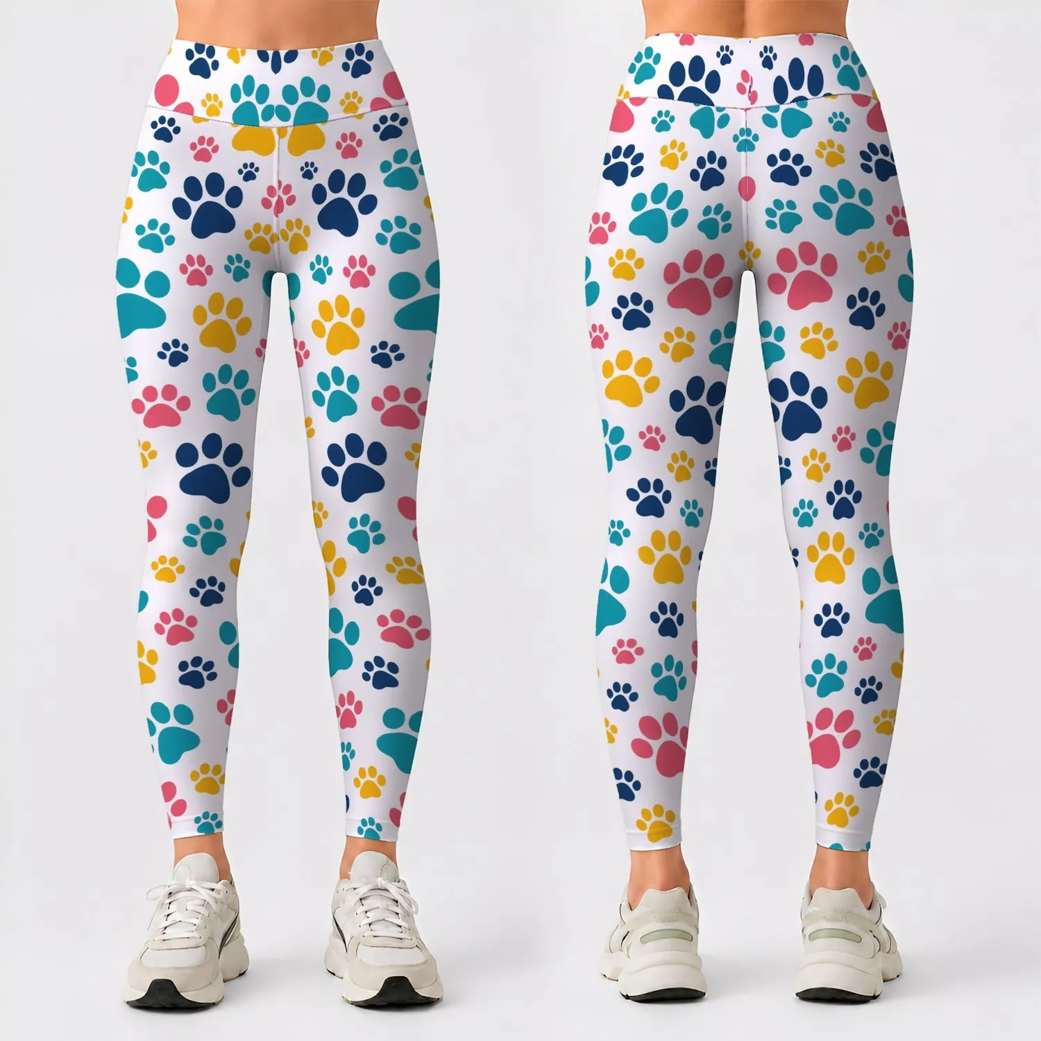 Colorful Paw Prints for Yoga, Pilates, Gym Sessions and Everyday Active Lifestyle Leggings - 1