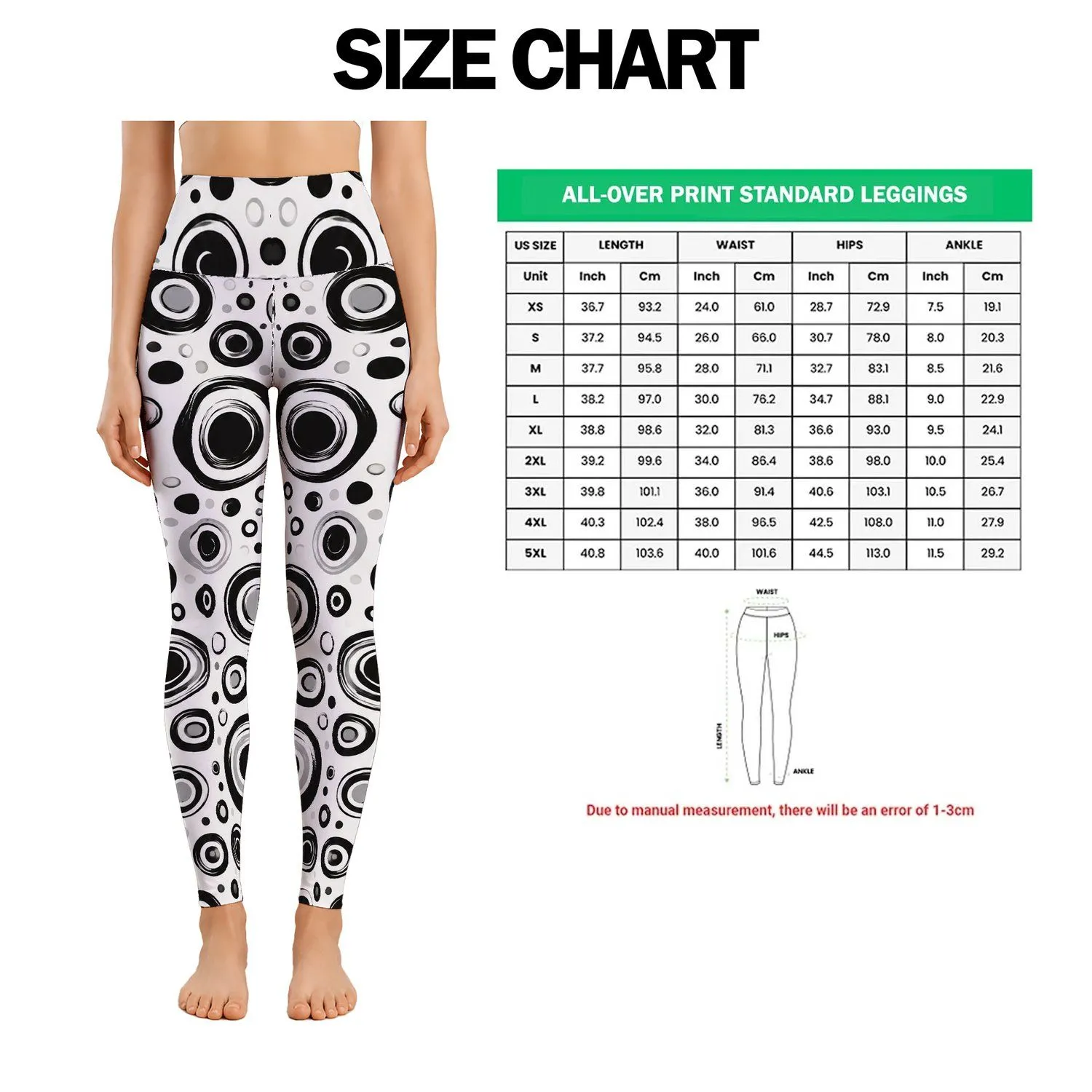Monochrome Concentric Polka Dots for Yoga, Pilates and Everyday City Style for Women Leggings - 1