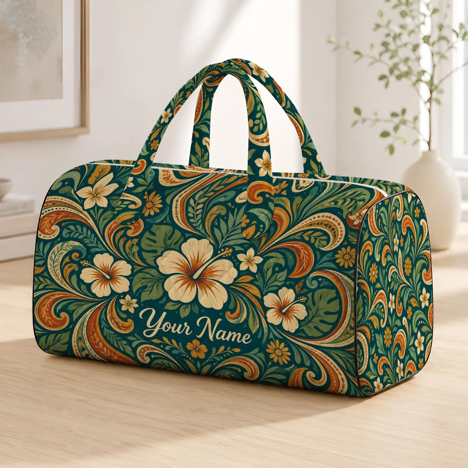 Bohemian Teal Swirls for Sunny Beach Days and Relaxed Weekend Getaways Quilted Weekend Bag - 1