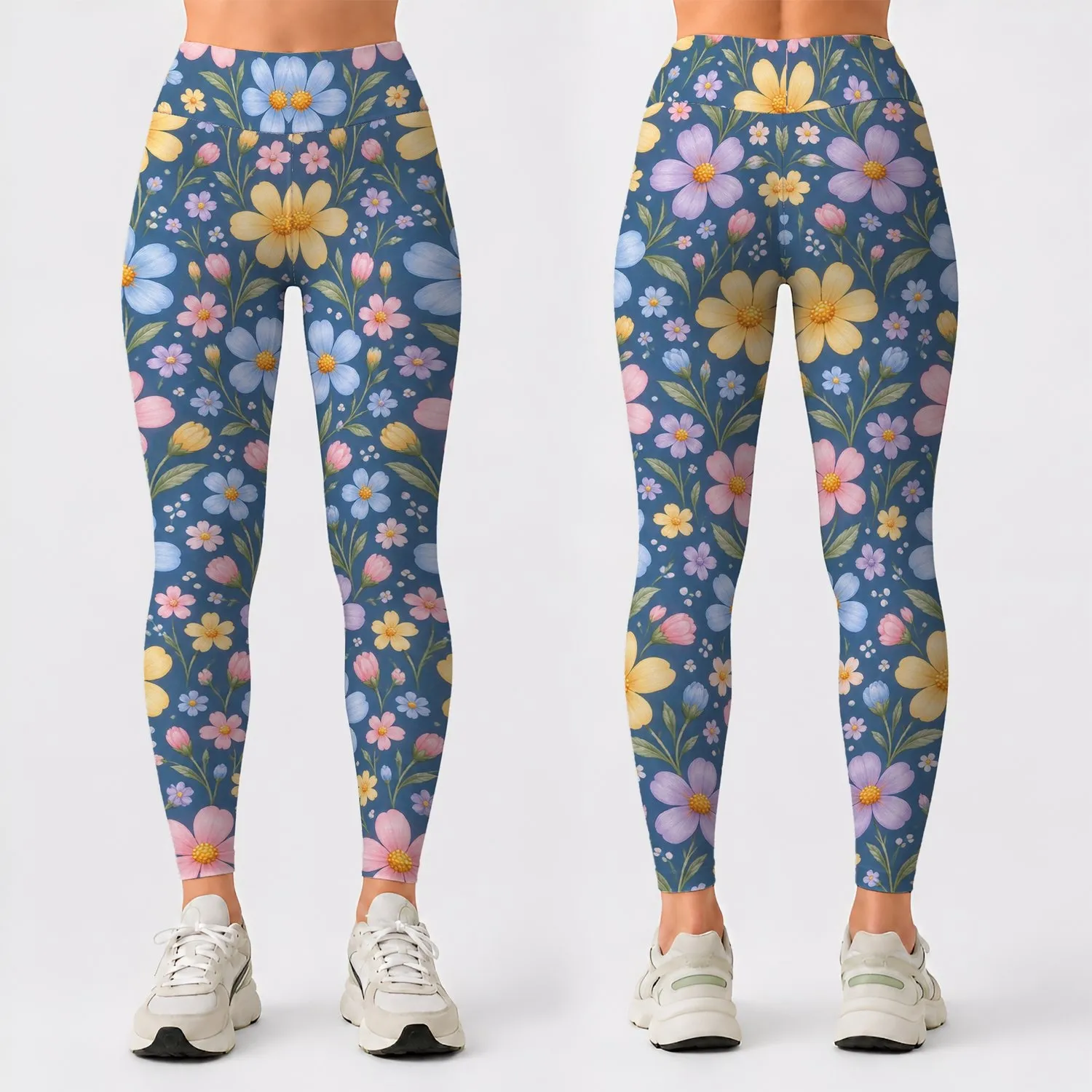 Pastel Daisy Blooms for Yoga, Pilates and Everyday Activewear Style for Women Leggings - 1