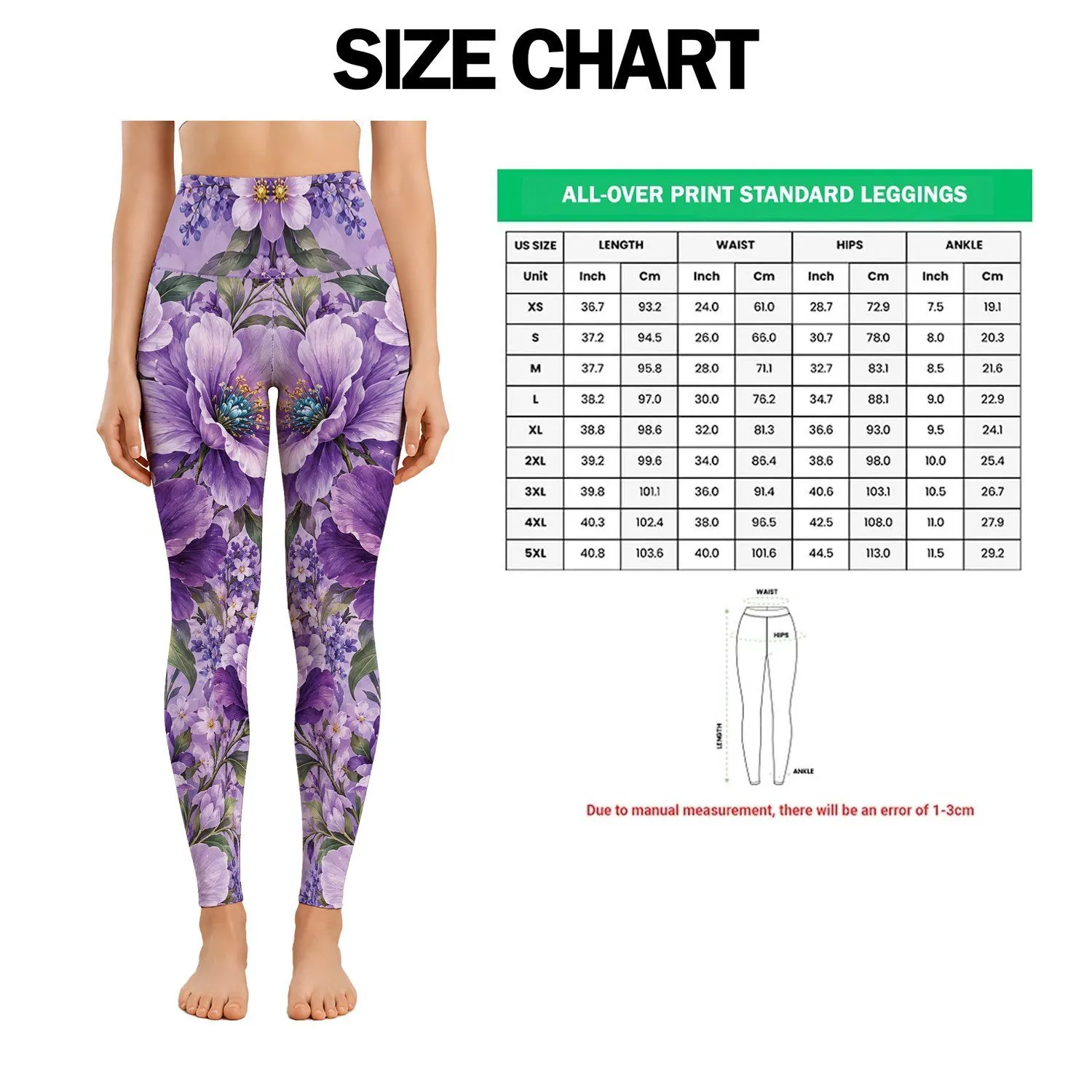 Lavender Violet Blossoms for Yoga, Running and Everyday Fitness Wear Leggings - 1