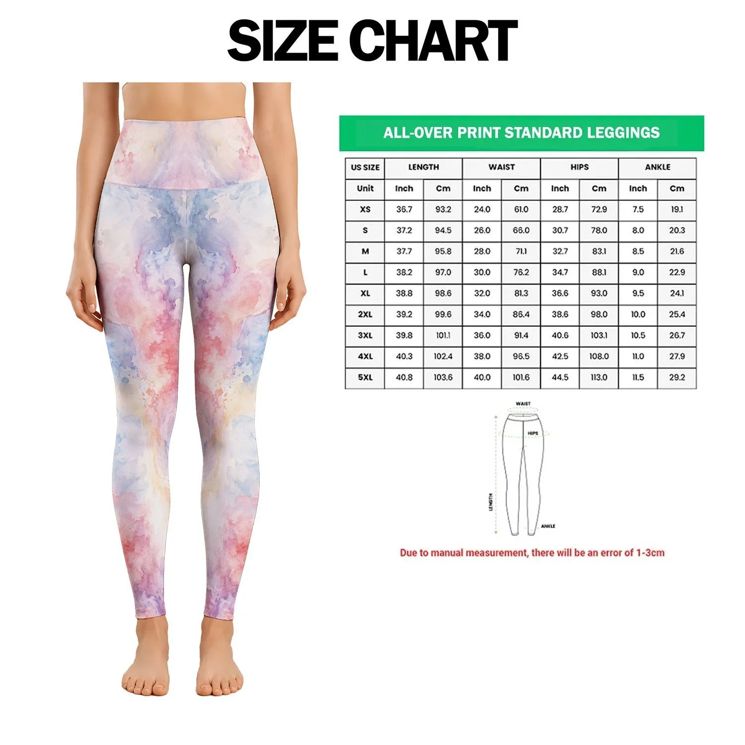 Pastel Watercolor Tie Dye for Yoga, Pilates and Relaxed Everyday Wear Leggings - 1