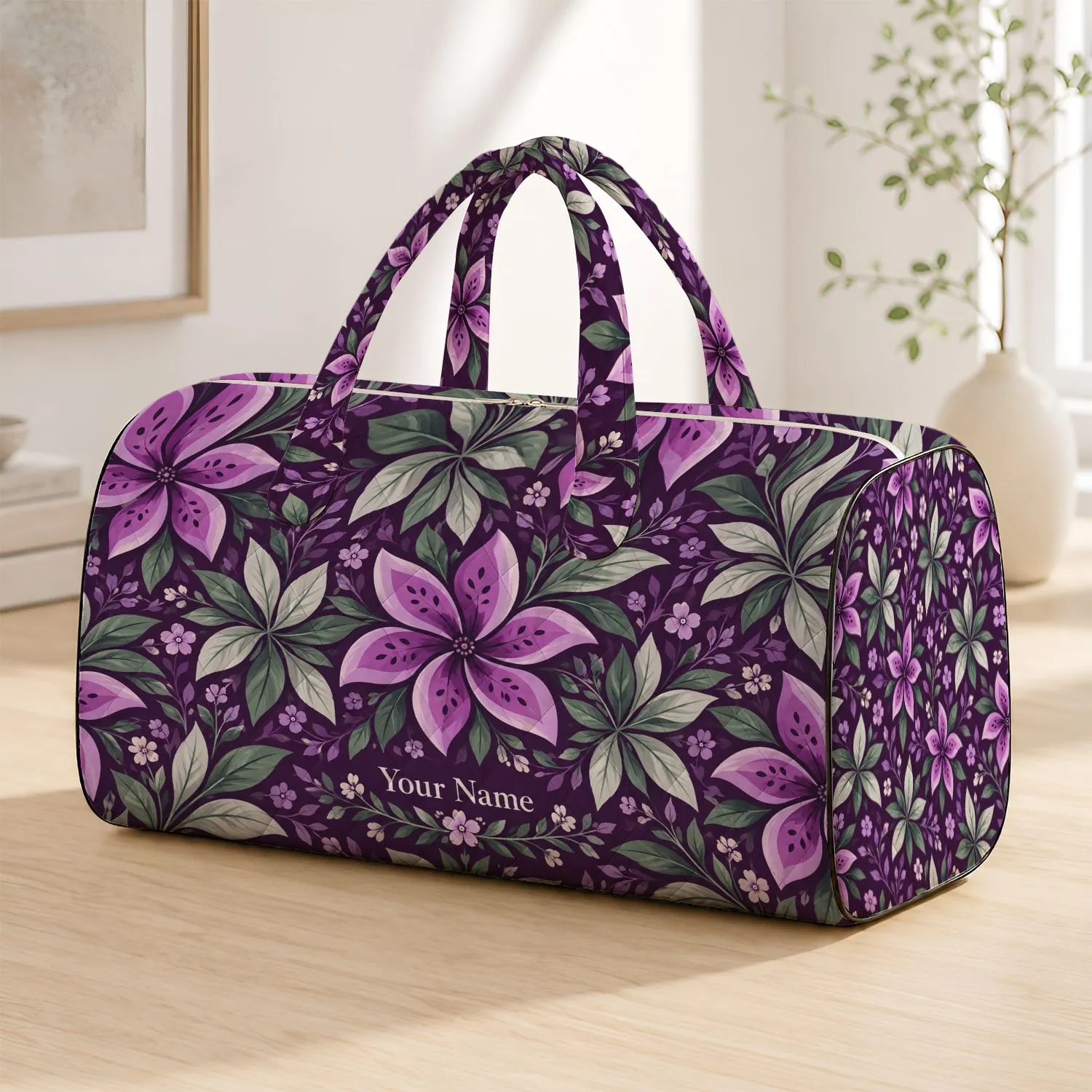 Lilac Watermelon Rosettes for Summer Getaways and Lavender Field Travel Escapes Quilted Weekend Bag - 1