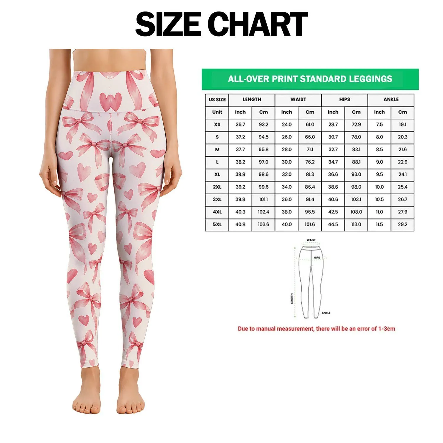 Pink Bow And Heart Motifs For Sweet Studio Sessions And Everyday Wellness Leggings - 1