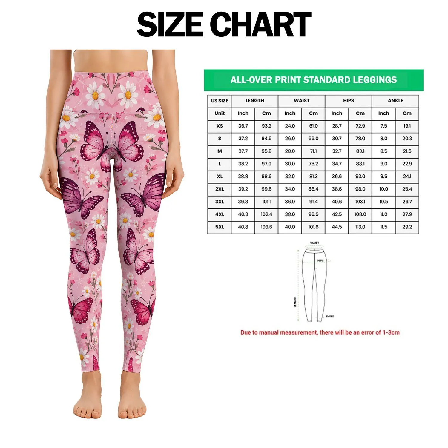 Pink Butterflies And Daisies For Yoga, Running, And Everyday Fitness Sessions For Women Leggings - 1
