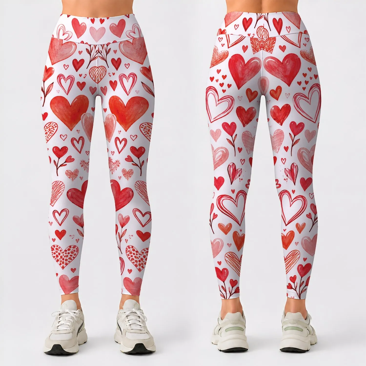 Coral Heart Motifs for Yoga, Pilates and Everyday Outings for Women Leggings - 1