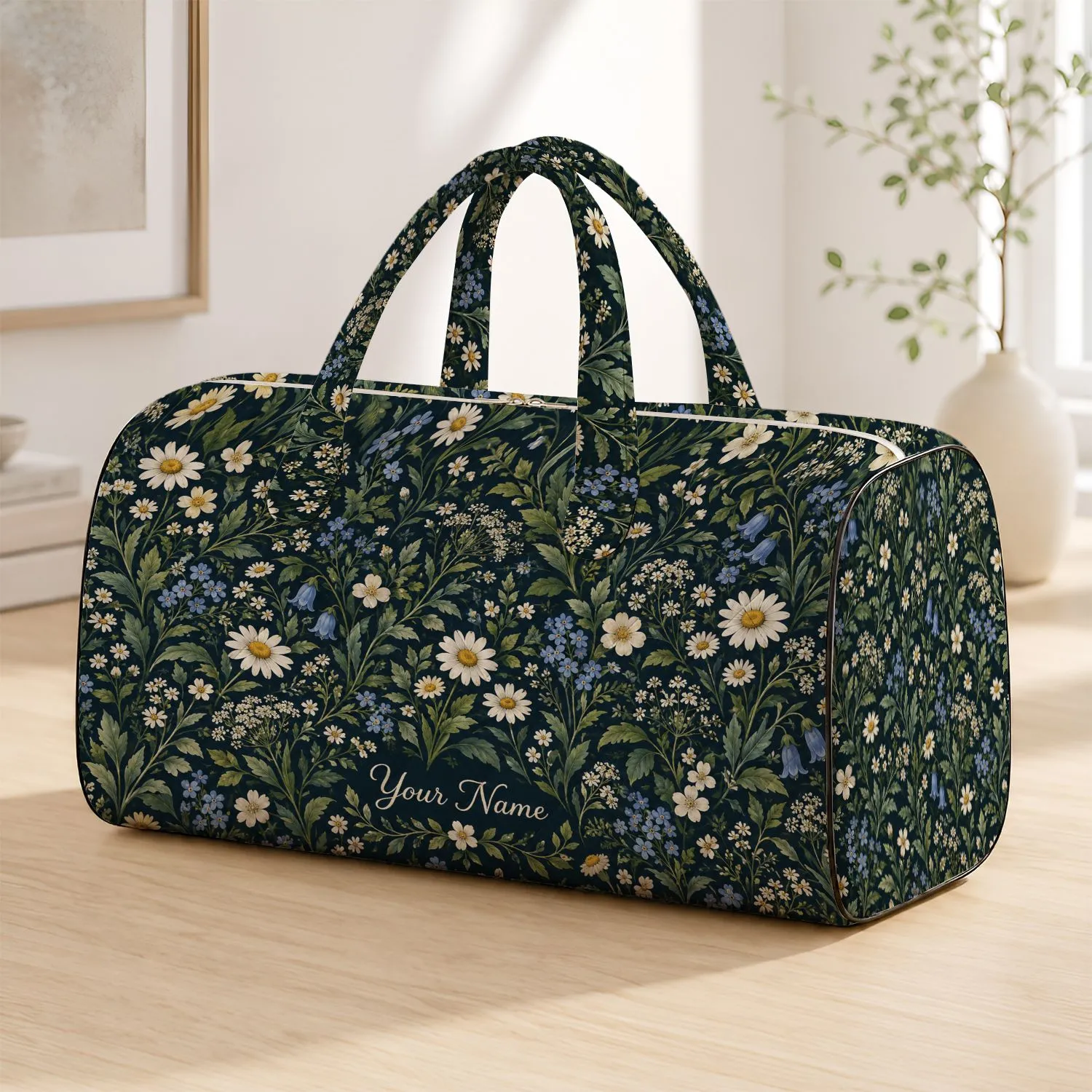 Midnight Garden Wildflowers for Courtyard Strolls and Relaxed Weekend Getaways Quilted Weekend Bag - 1