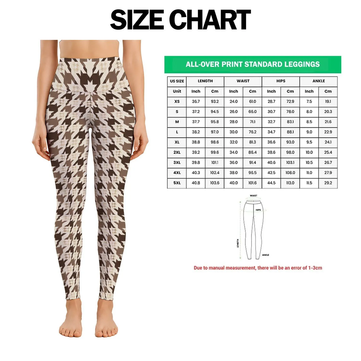 Classic Houndstooth Checks for Pilates, Gym, and Everyday Activewear Leggings - 1