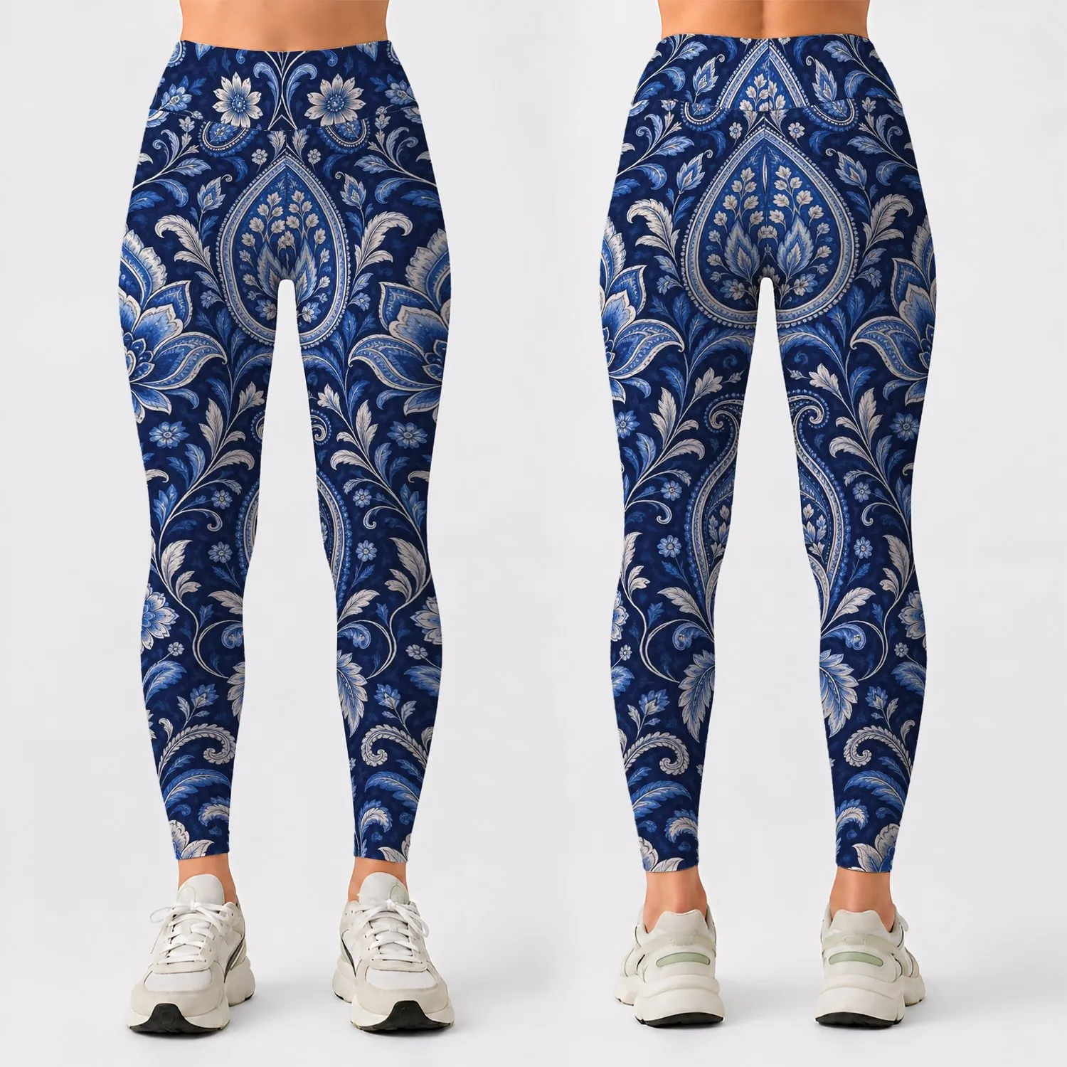 Indigo Paisley Florals for Yoga, Pilates and Everyday Studio-to-Street Wear for Women Leggings - 1