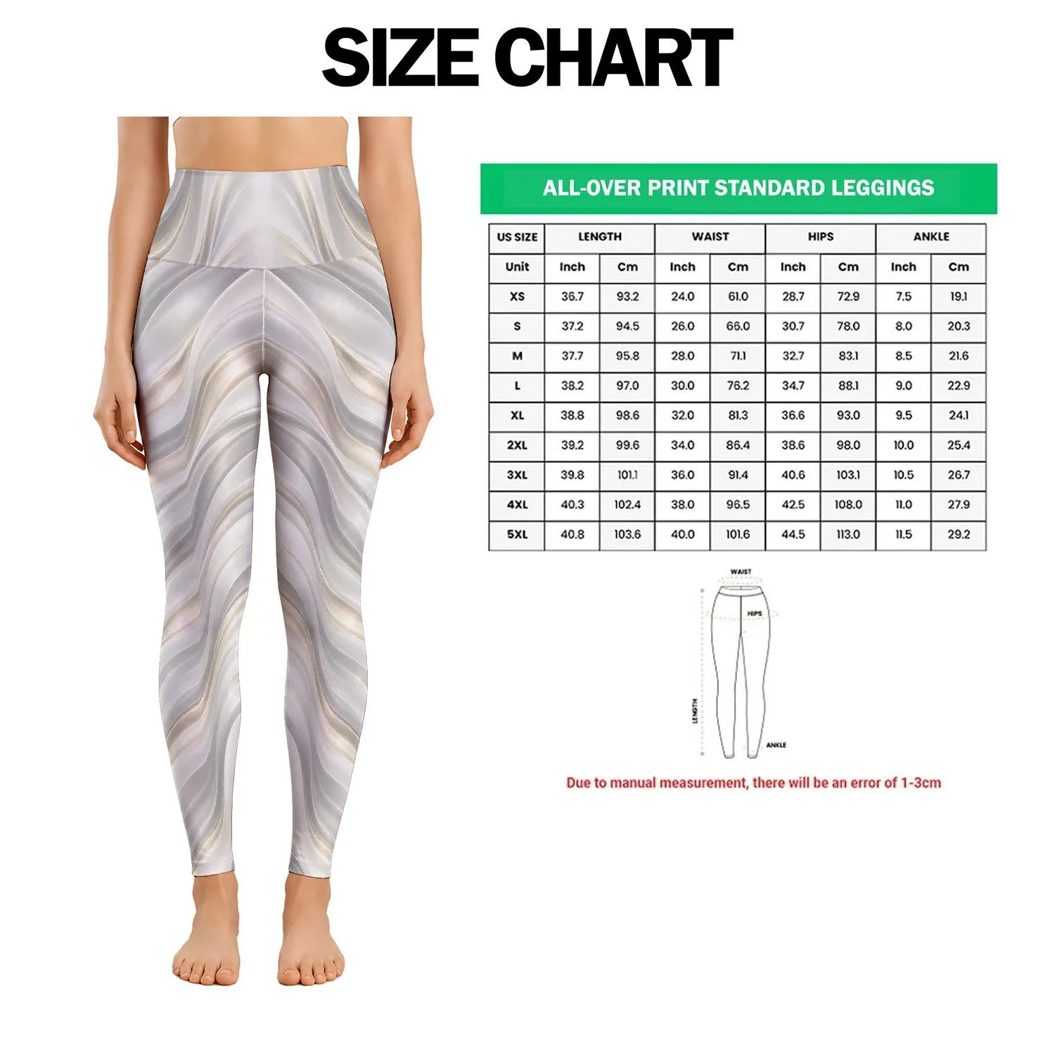 Silver Ripple Waves for Yoga, Pilates, Commuting and Everyday Activewear Leggings - 1