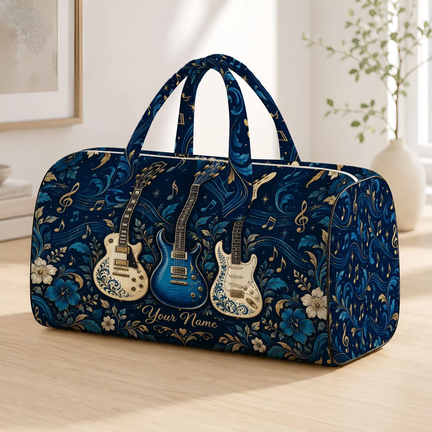 Electric Guitar Music for Beach Getaways and Weekend Road Trips for Traveling Music Lovers Quilted Weekend Bag - 1