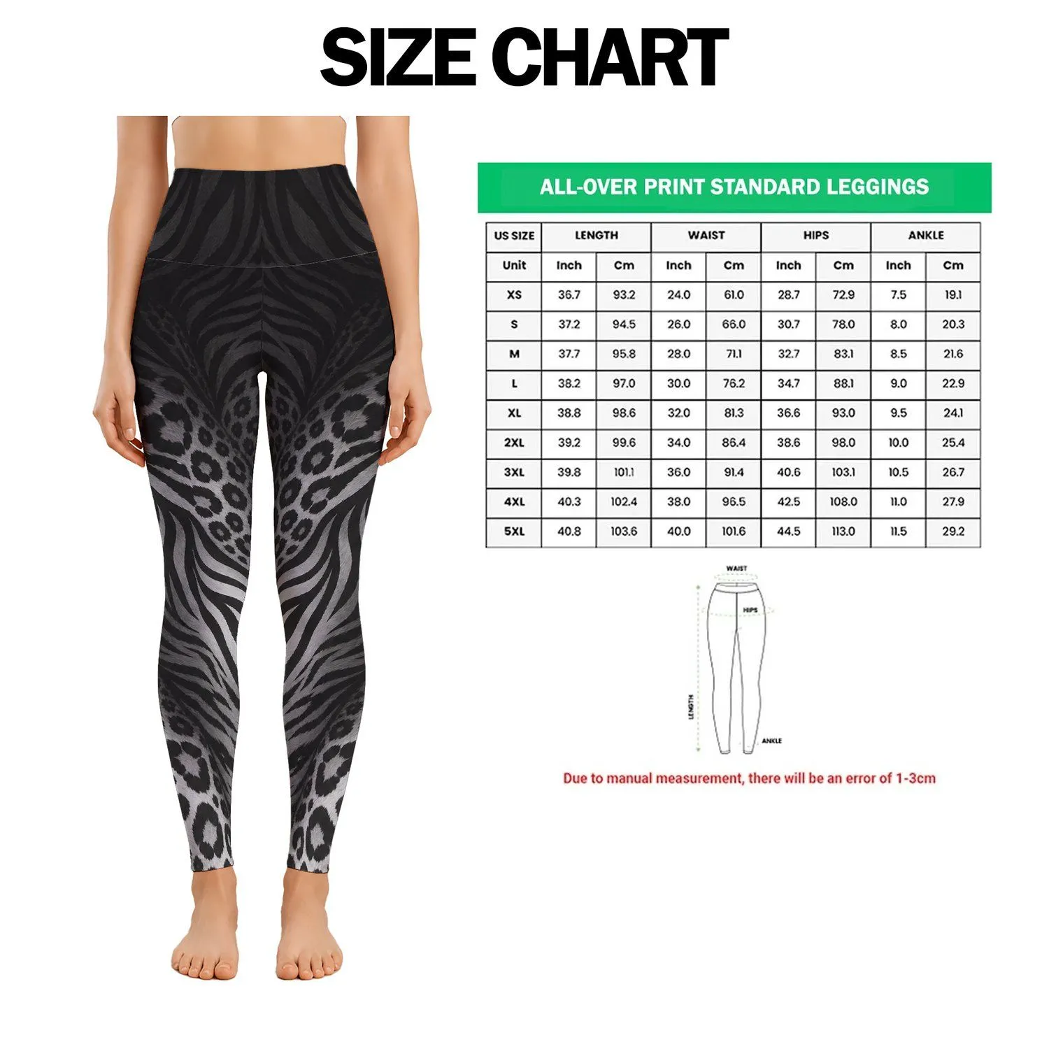 Charcoal Leopard Zebra Blend for Gym Training and Outdoor Running Leggings - 1