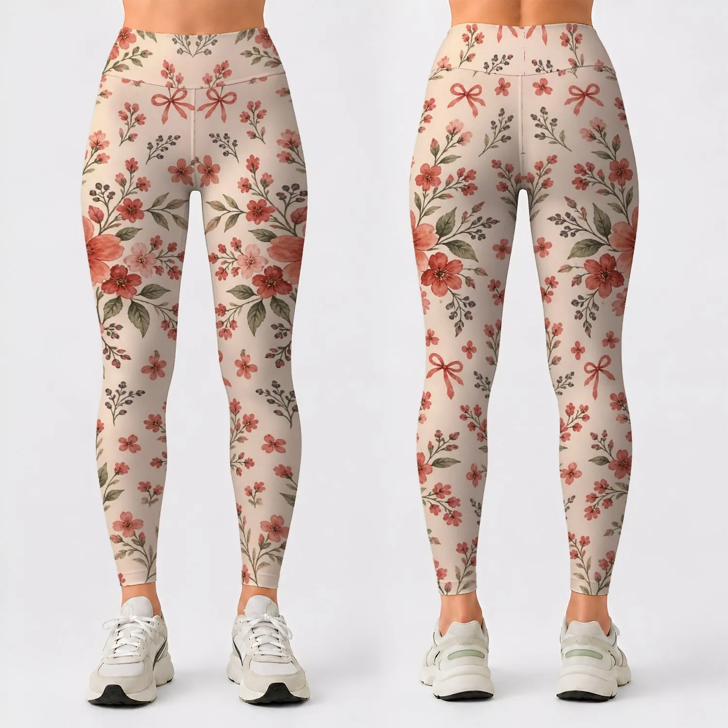 Rust Red Wildflower Scatter for Yoga, Pilates and Everyday Outings Leggings - 1