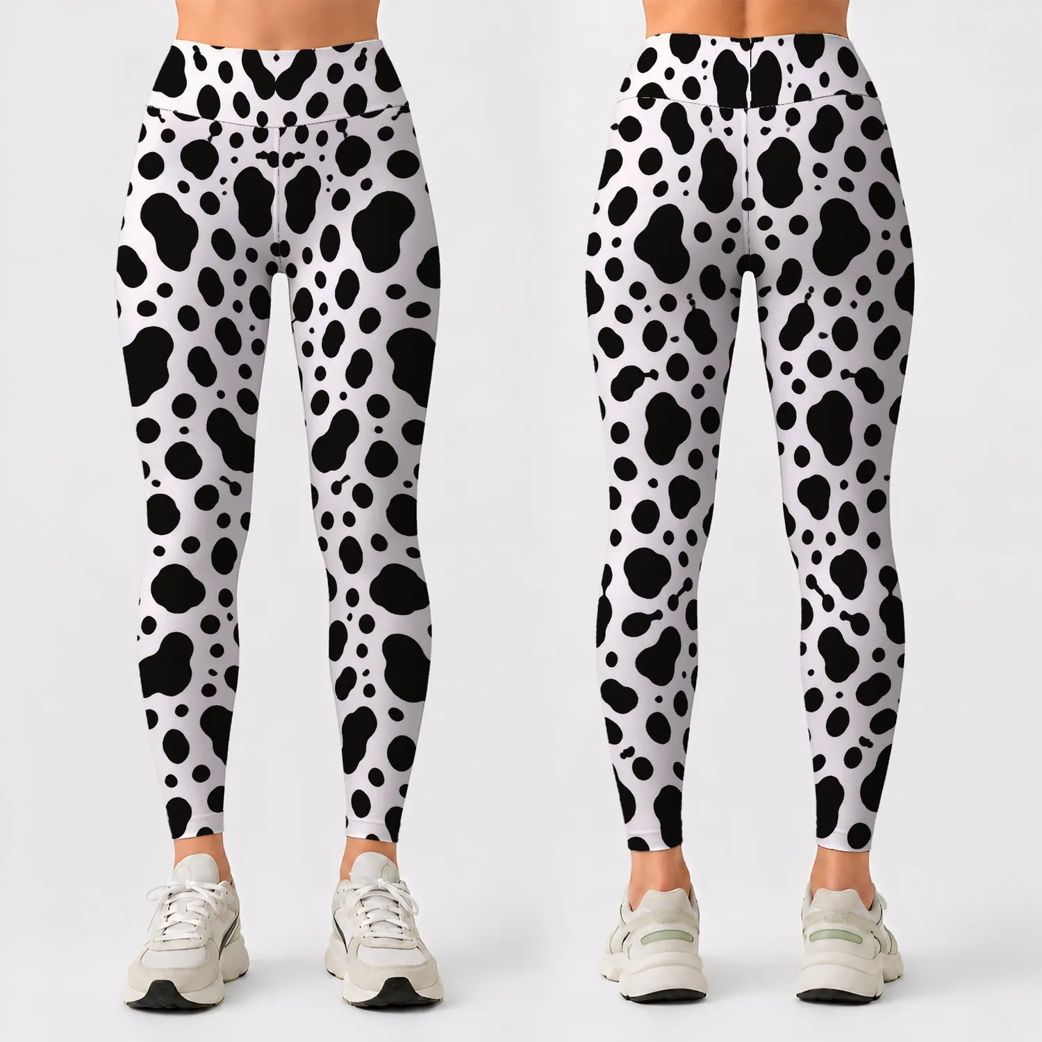Black White Spotted Motif For Yoga Pilates And Everyday Activewear Style Leggings - 1