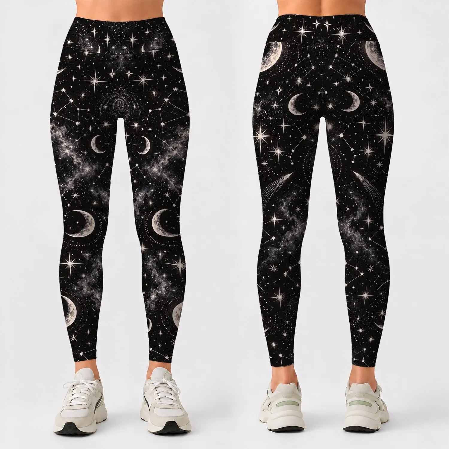 Crescent Moon and Star Constellations for Yoga, Pilates and Everyday Wear Leggings - 1