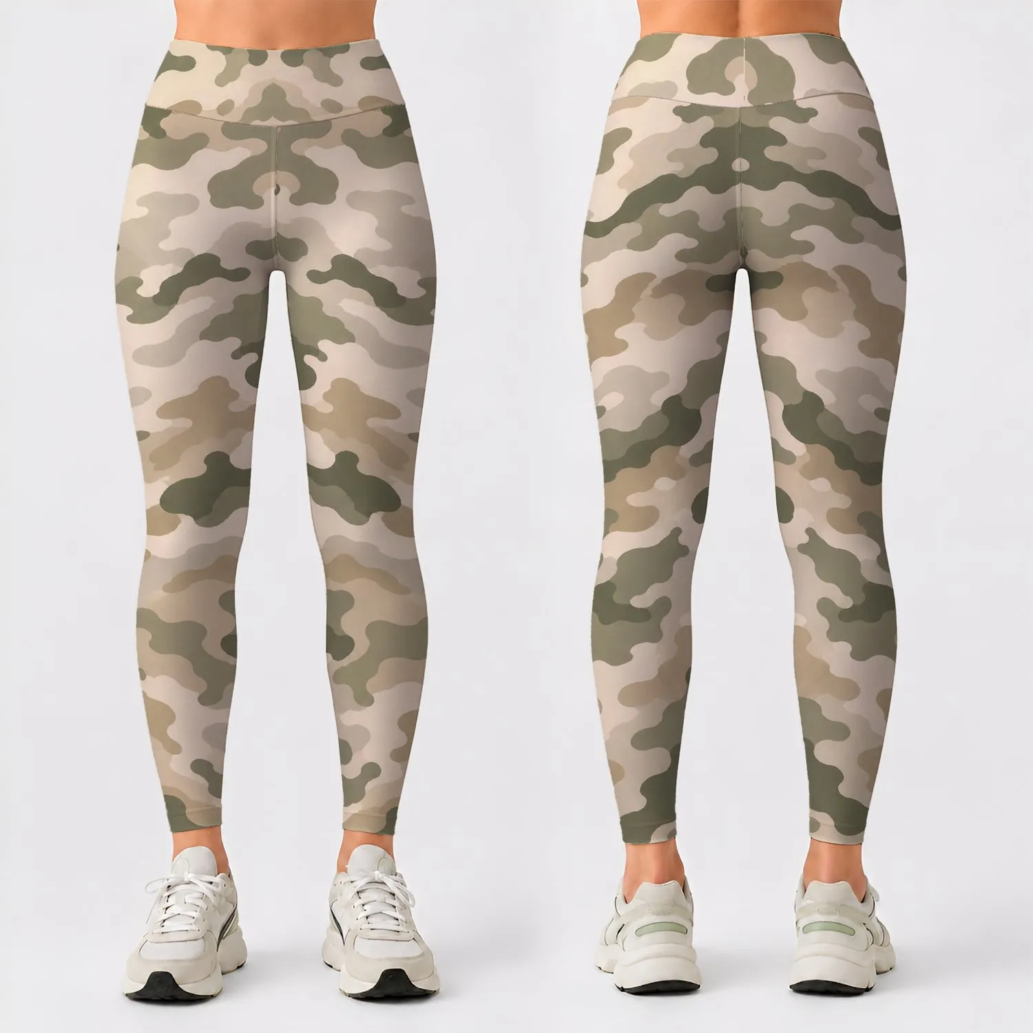 Muted Desert Camouflage for Yoga, Pilates, and Everyday Outdoor Style Leggings - 1
