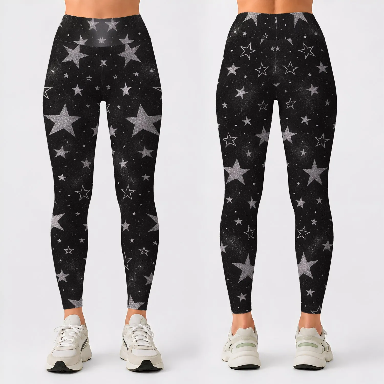 Charcoal Silver Starry Sky for Yoga, Pilates, Studio Sessions and Everyday Activewear Style Leggings - 1