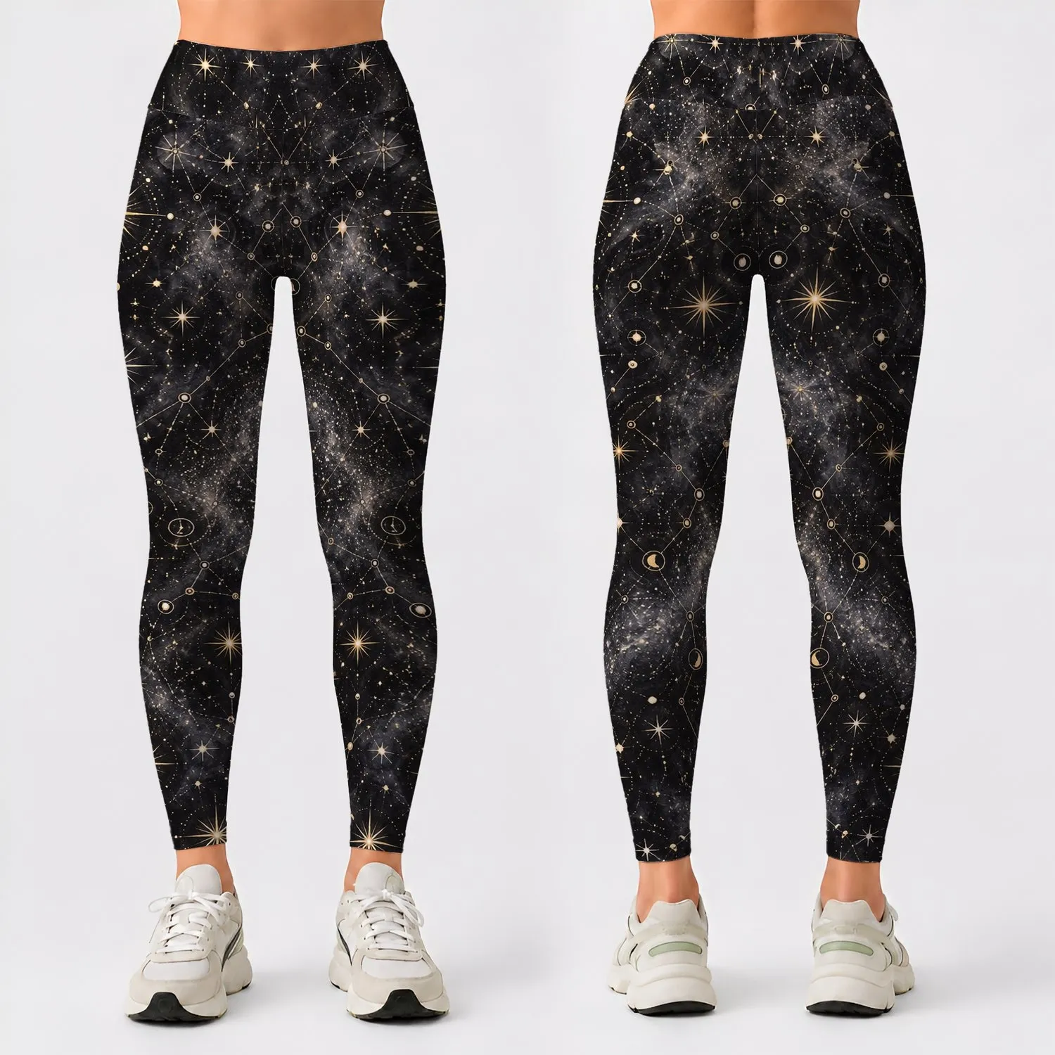 Charcoal Starburst Geometry for Yoga, Pilates, and Everyday Activewear for Women Leggings - 1