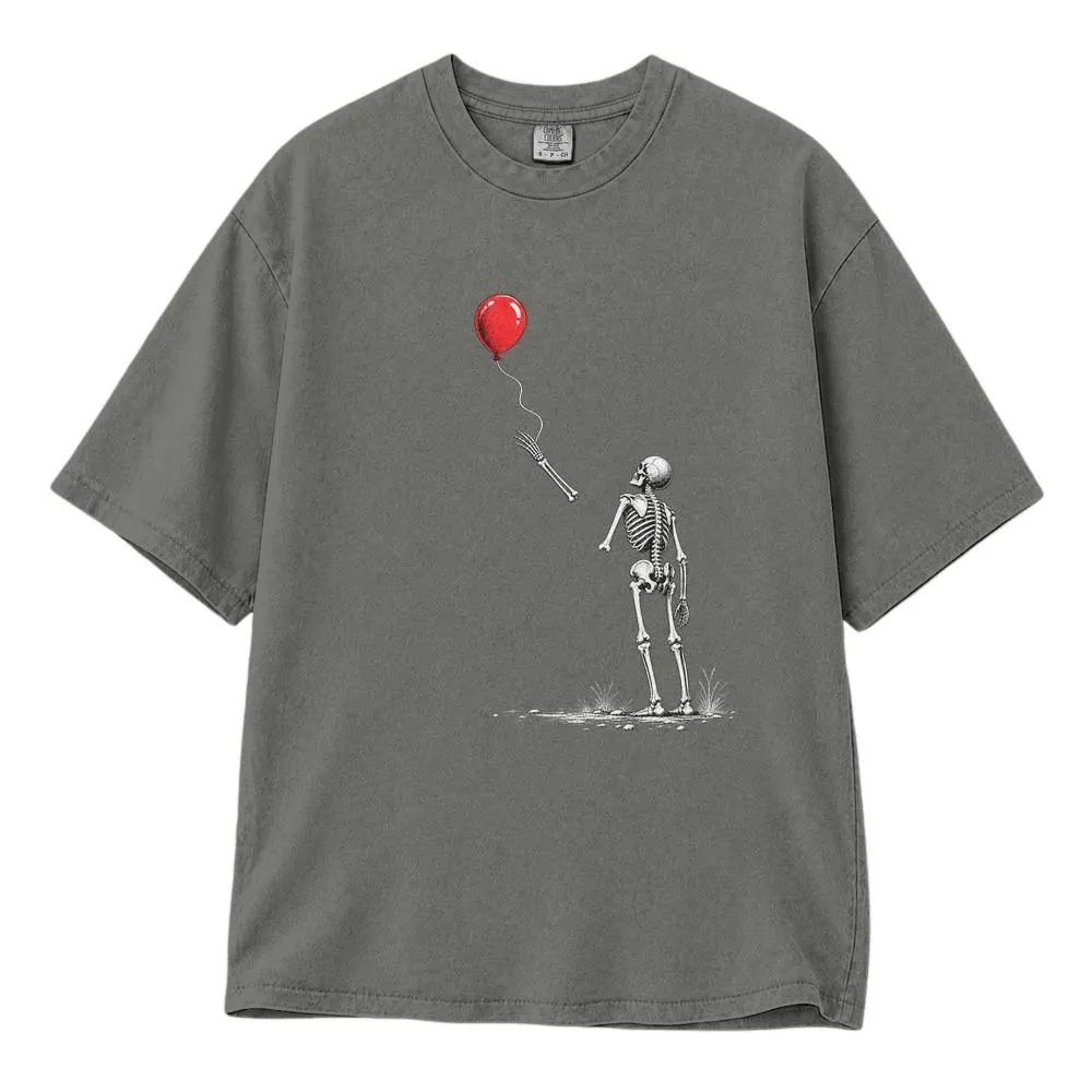 Funny Skeleton Shirt, Floating Balloon Dark Humor Halloween Gift for Friends, Tee, Hoodie, Sweatshirt - 1