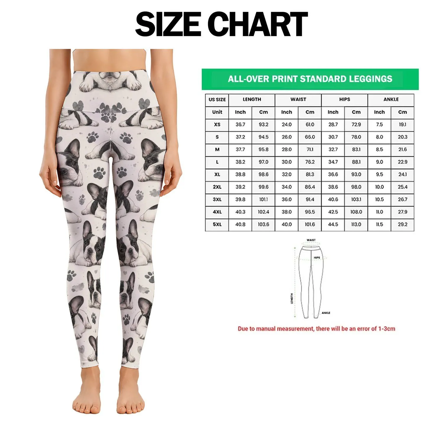 Playful French Bulldog Motifs for Yoga, Pilates, Travel and Everyday Wear Leggings - 1