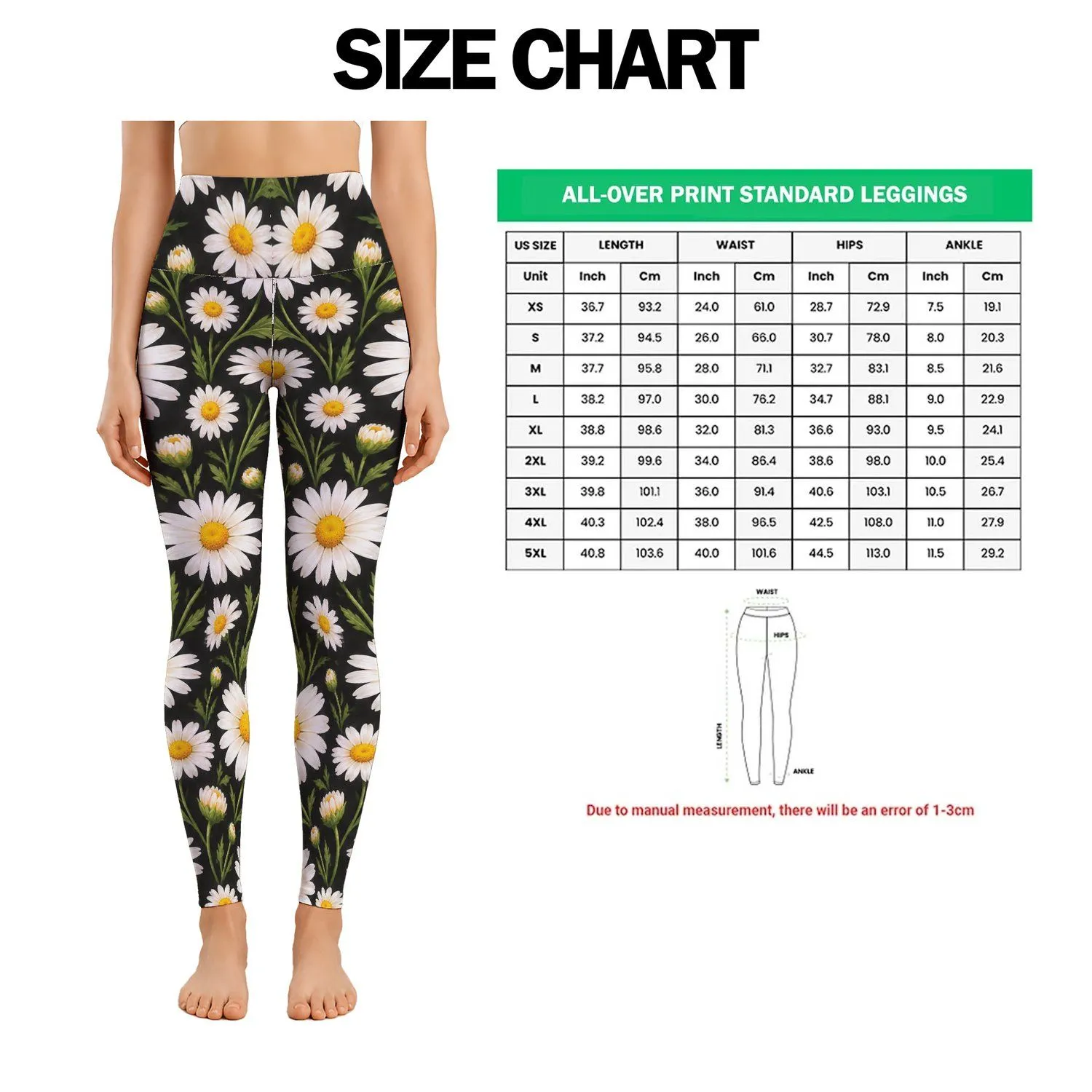 White Daisy Blooms for Yoga, Pilates, and Everyday Activewear Leggings - 1