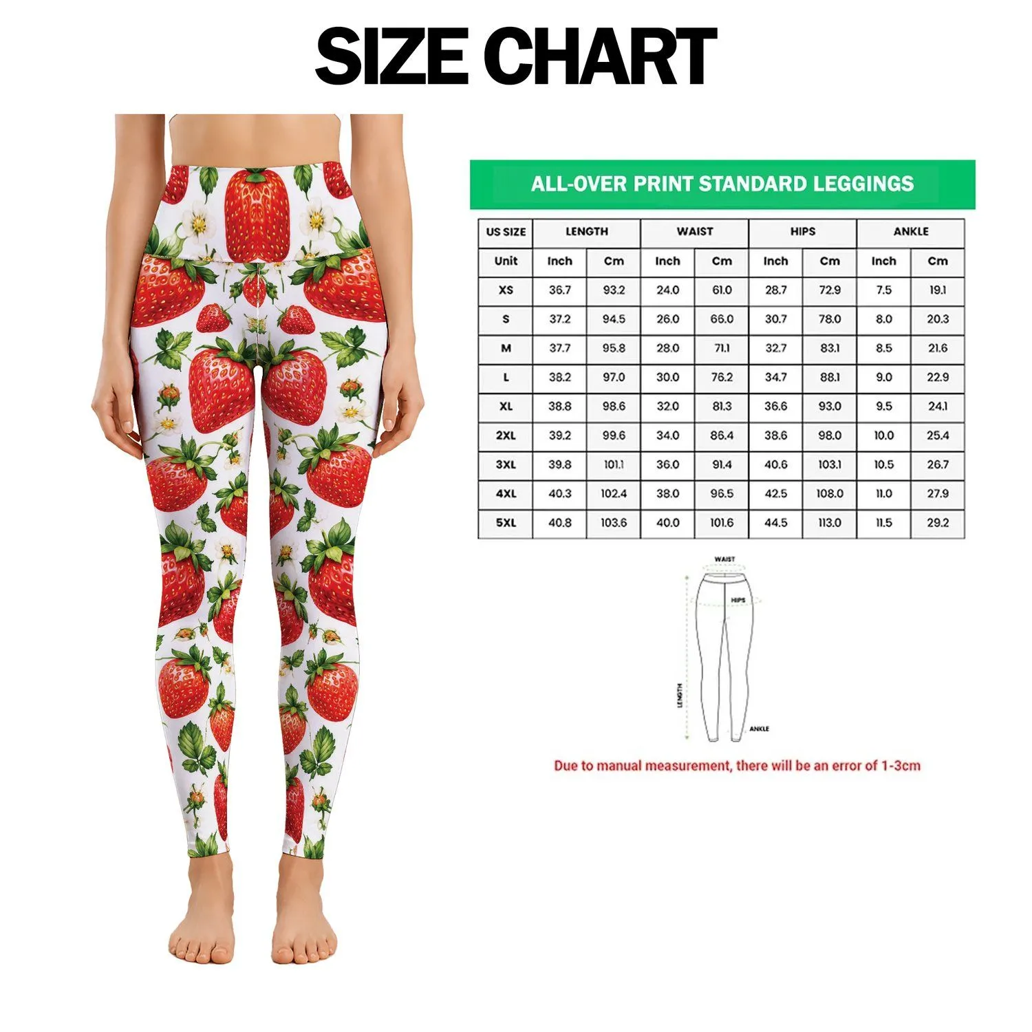 Cheerful Strawberry Fruit Motifs for Yoga, Pilates, and Everyday Casual Lifestyle Leggings - 1