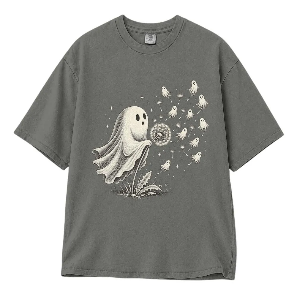 Cute Ghost Blowing Dandelion Wish White Shirt, Funny Spooky Halloween Tee, Hoodie, Sweatshirt - 1