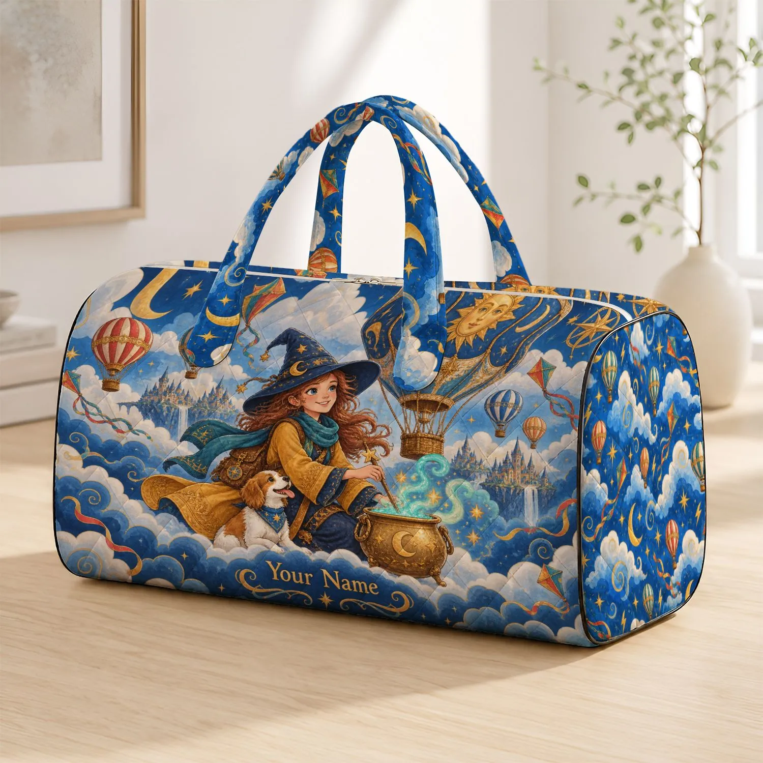 Hot Air Balloon Wizard Adventure for Whimsical Weekend Getaways and Family Travel Lovers Quilted Weekend Bag - 1