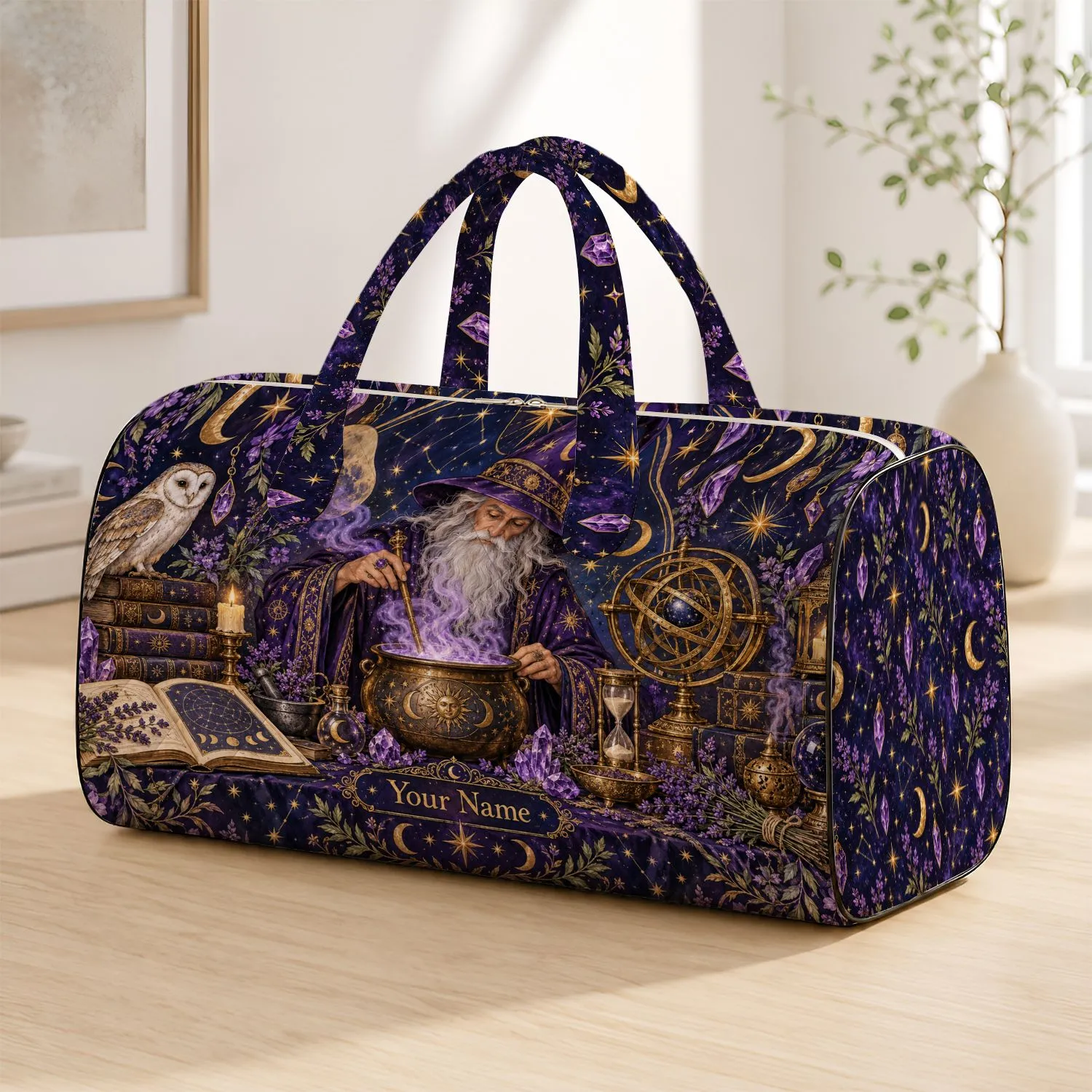 Celestial Wizard Alchemy Stars for Enchanted Weekend Getaways and Fantasy Lovers Quilted Weekend Bag - 1