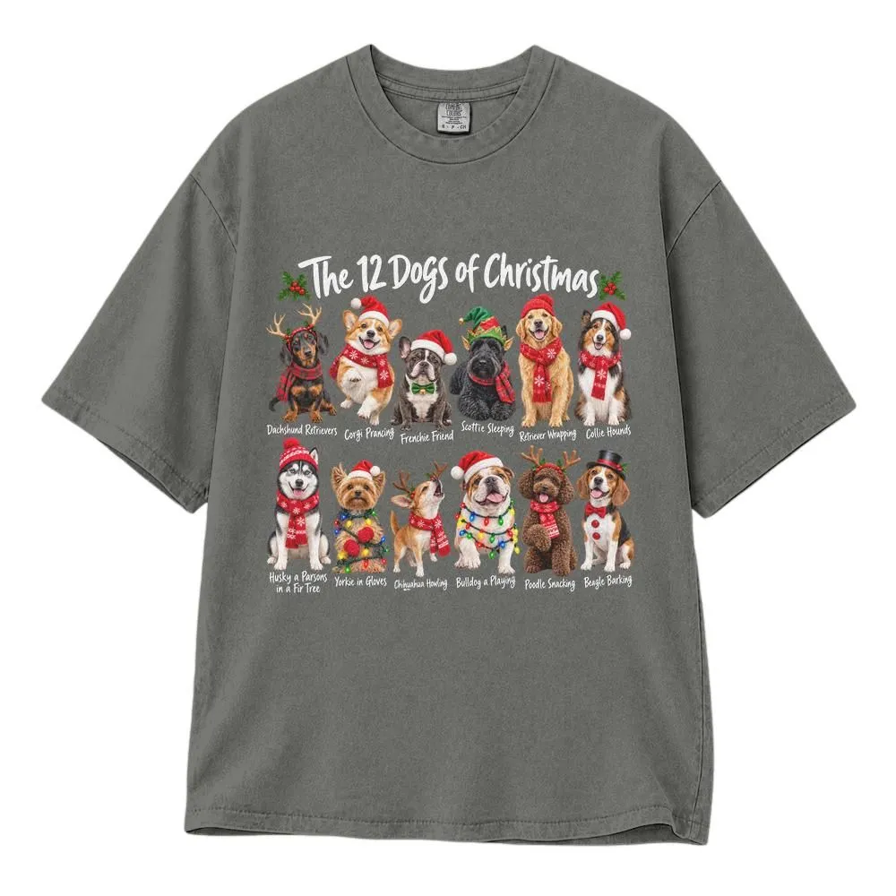 12 Dogs of Christmas Shirt, Retro Dog Lover Holiday Design, Tee, Hoodie, Sweatshirt - 1