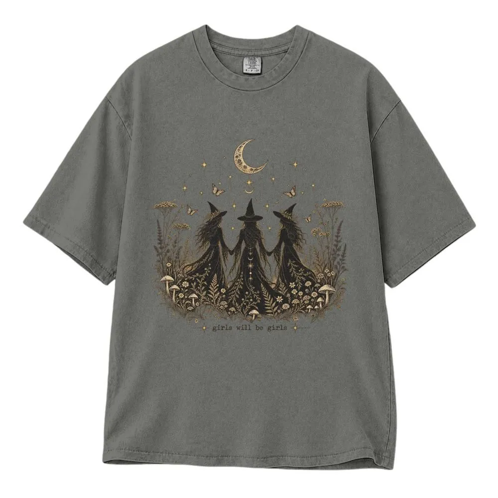 Vintage Feminist Witch Girls Will Be Girls Shirt, Halloween Witchy Style, Tee, Hoodie, Sweatshirt - 1