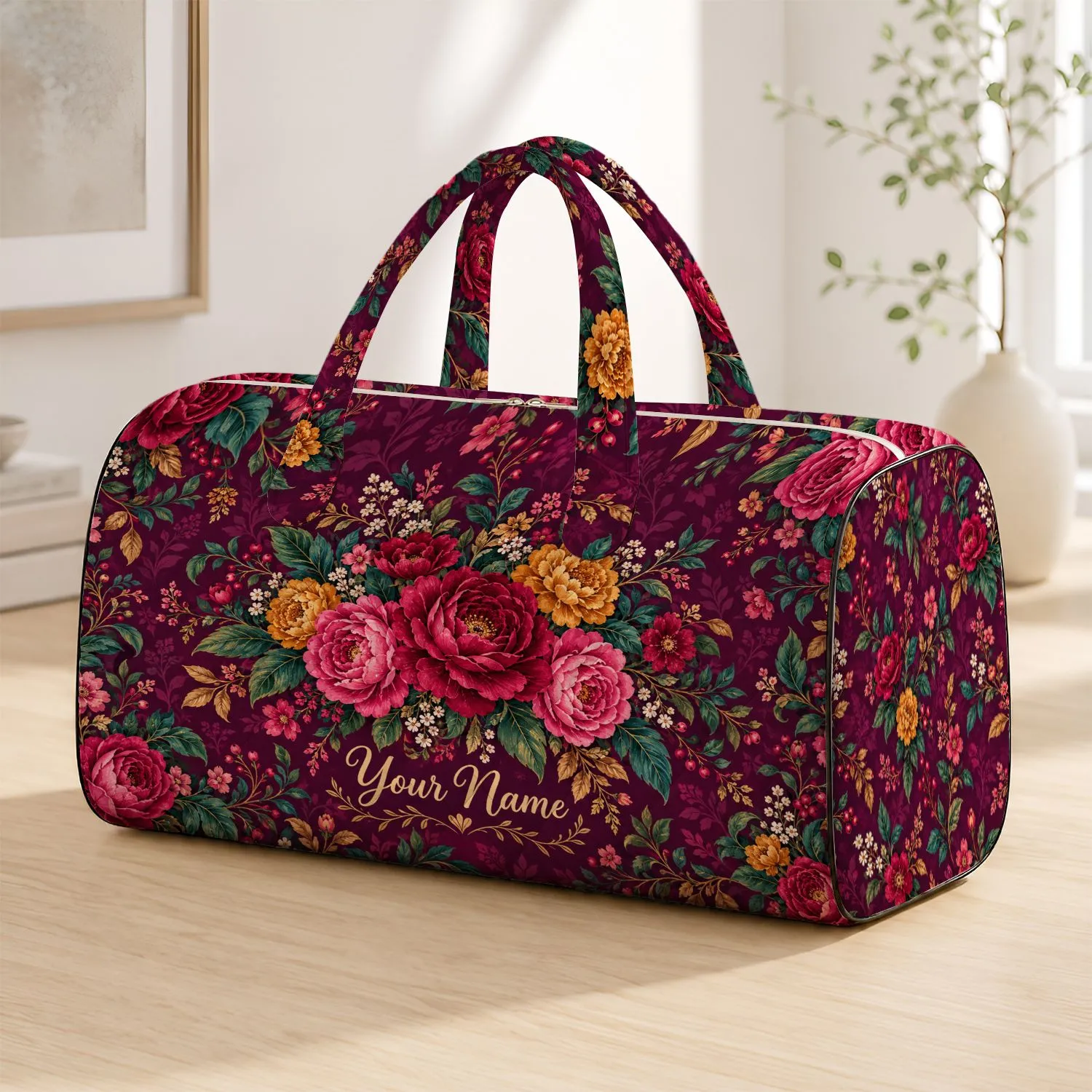 Vibrant Rose And Marigold Garden Blooms For Colorful Weekend Escapes And Getaways Quilted Weekend Bag - 1