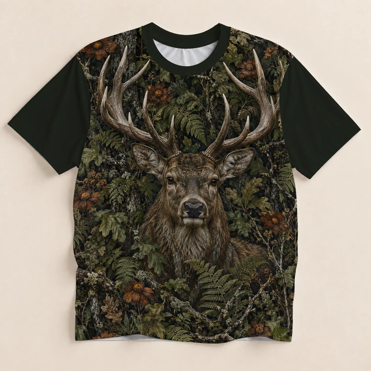Woodland Deer and Antlers for Hunting, Fishing and Outdoor Adventure Enthusiasts All-over Print Unisex T-shirt - 1