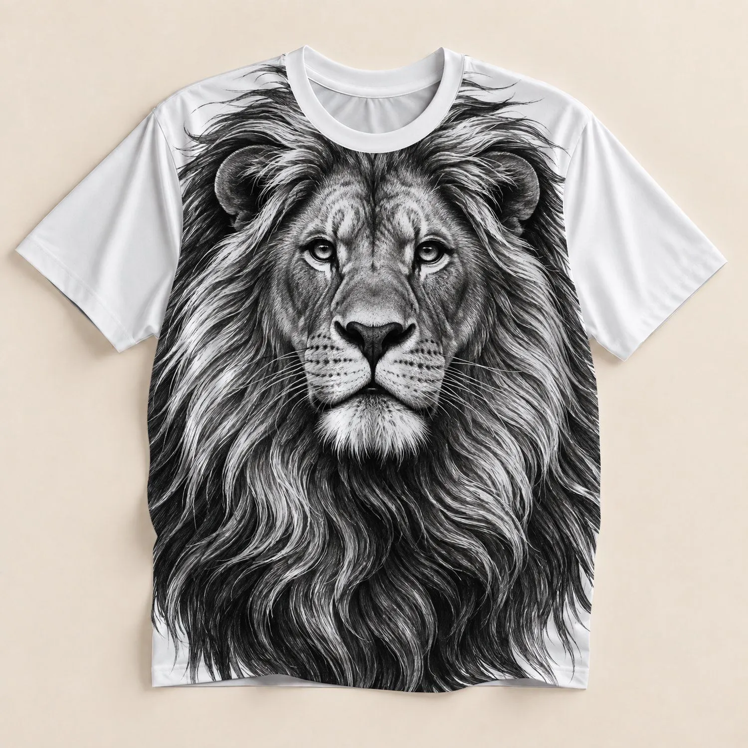 Monochrome Lion Portrait for Bold Streetwear, Weekend Outings and Everyday Casual Style All-over Print Unisex T-shirt - 1