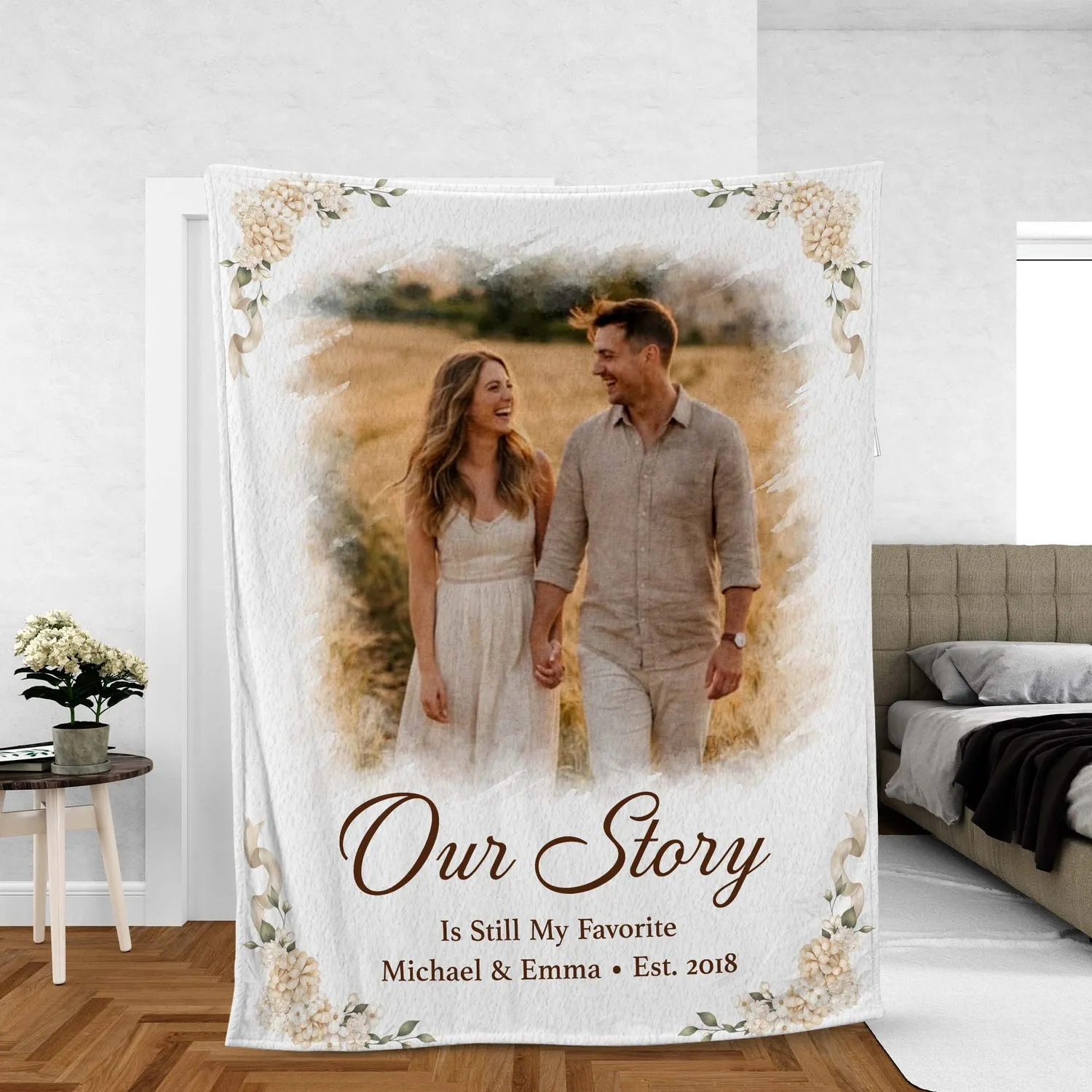 Personalized Couple Photo Blanket – Custom Our Story Is My Favorite Throw with Names, Christmas Gift for Wife, Husband - 1