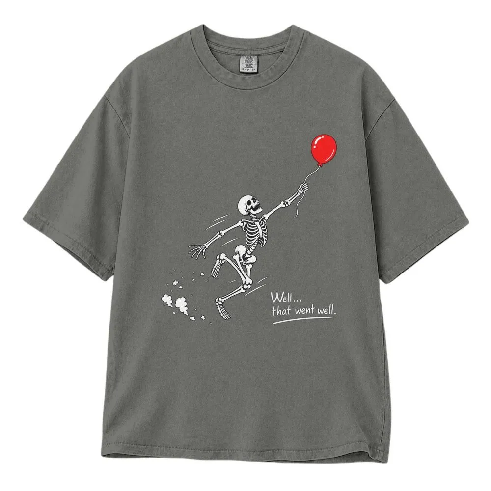 Funny Skeleton Balloon Halloween Shirt, Well That Went Well Spooky Design, Tee, Hoodie, Sweatshirt - 1