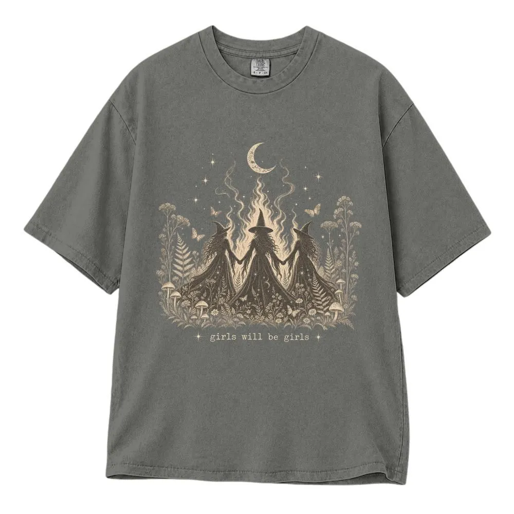 Witchy Girls Will Be Girls Halloween Shirt for Women, Vintage Feminist Style, Tee, Hoodie, Sweatshirt - 1