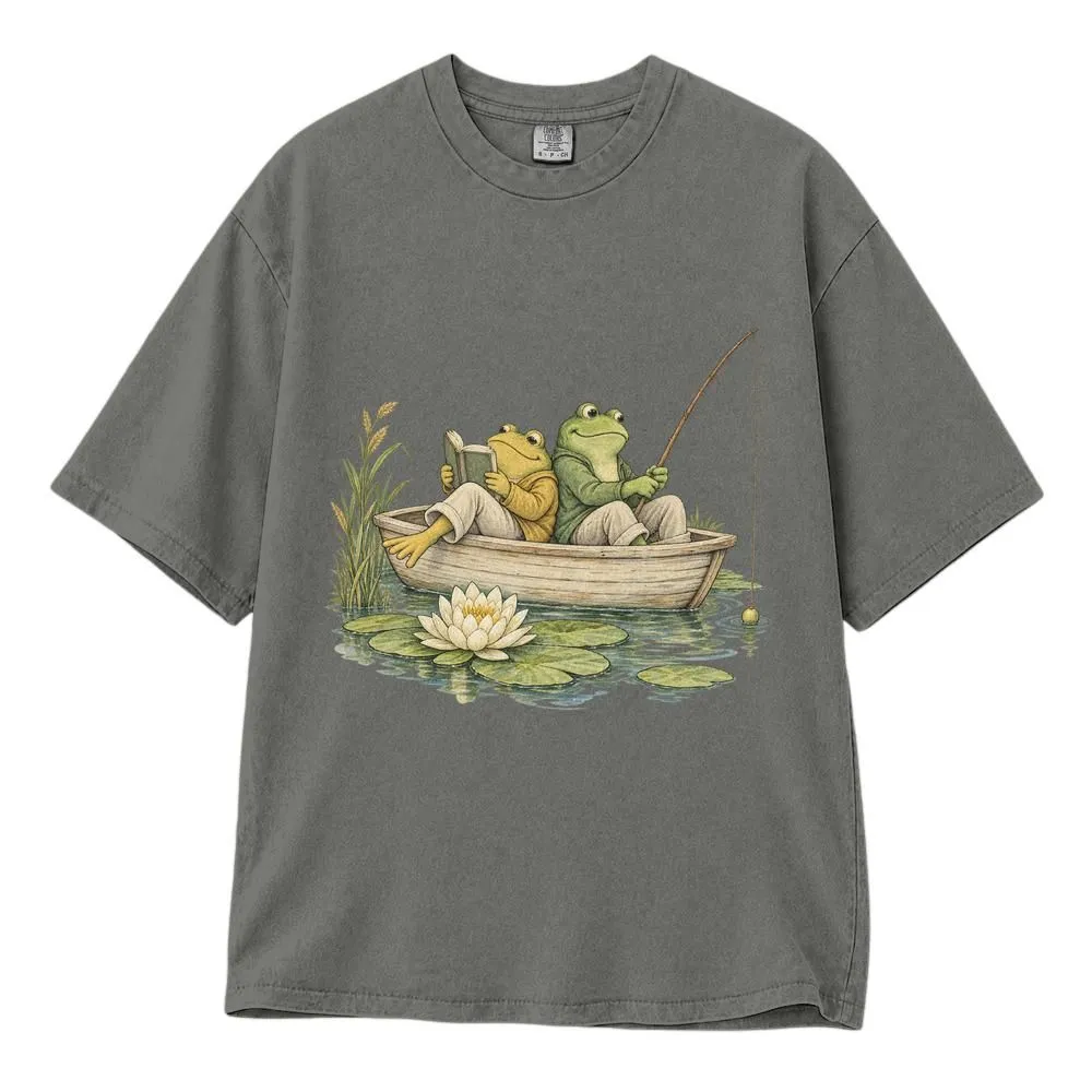 Retro Frog and Toad Shirt for Book Lovers and Nature Fans, Nostalgic Storybook Style, Tee, Hoodie, Sweatshirt - 1