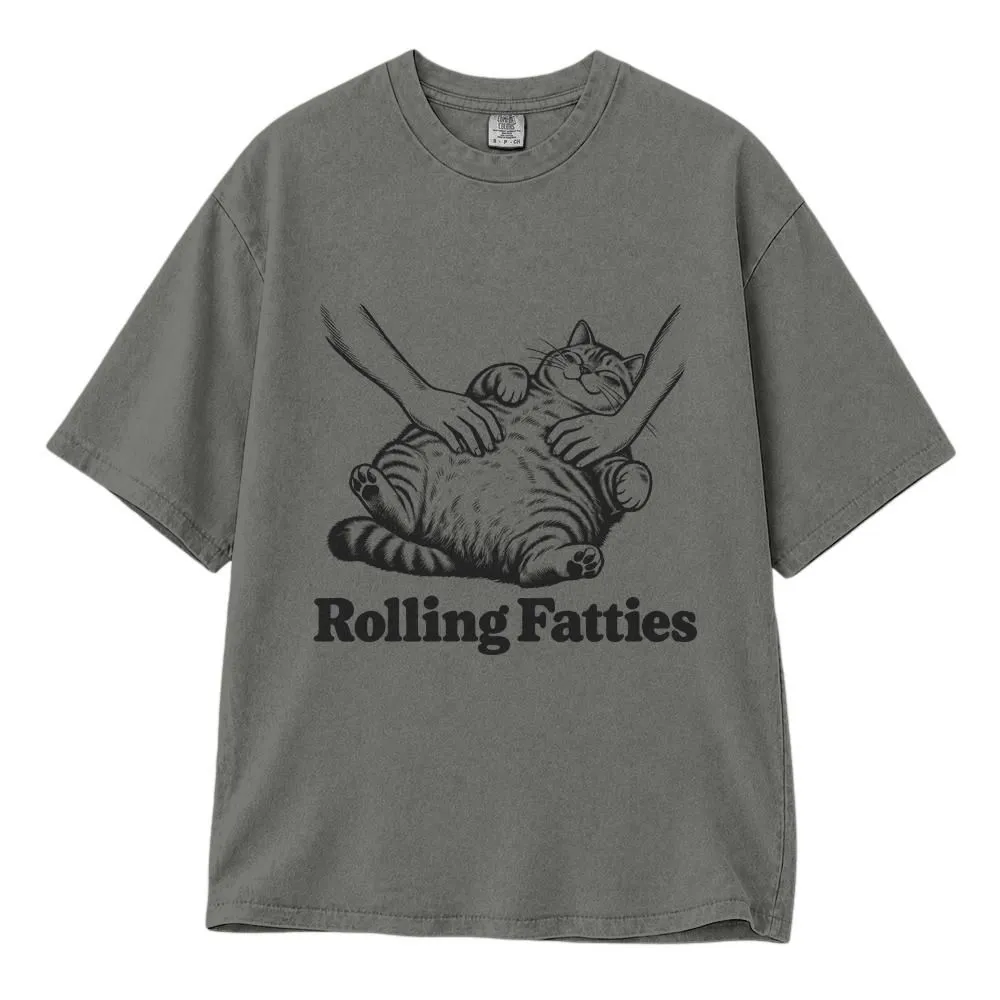 Rolling Fatties Cat Shirt, Funny Sarcastic Pet Lover Gift, Vintage Cat Art Tee, Hoodie, Sweatshirt - 1